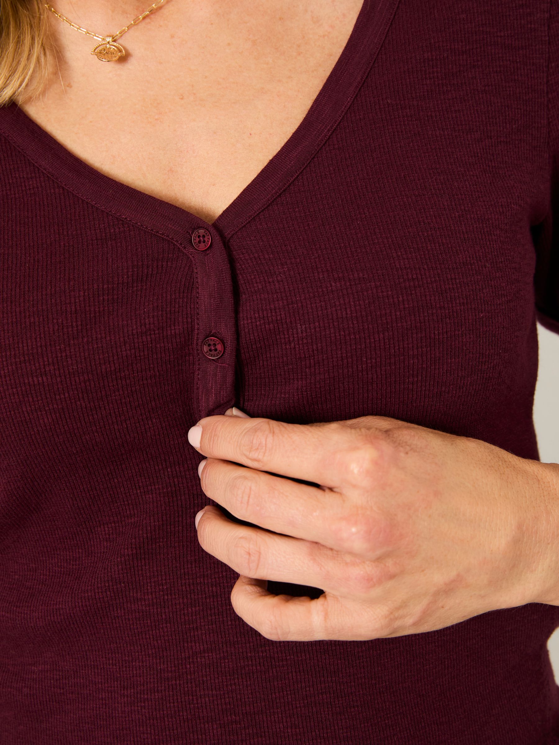 Connie Burgundy Henley Top - Image 5 of 6