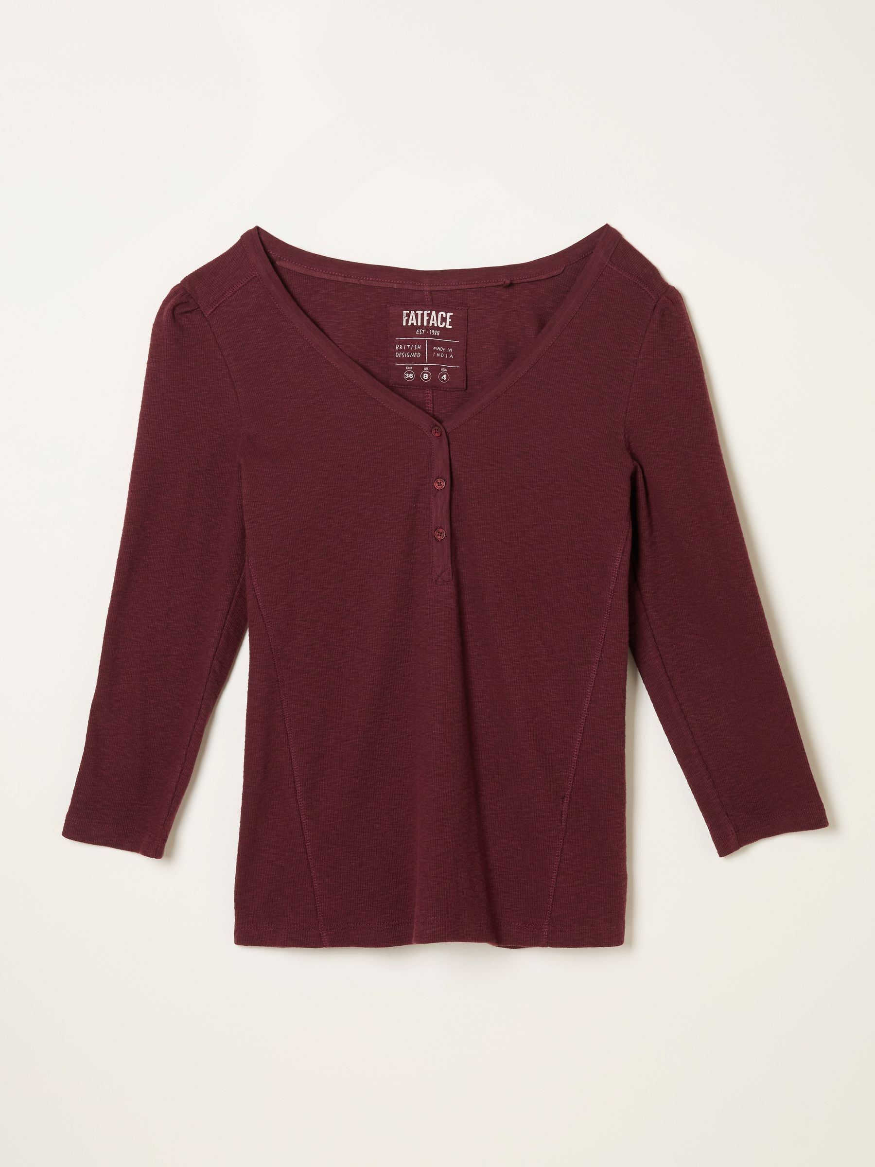 Connie Burgundy Henley Top - Image 6 of 6