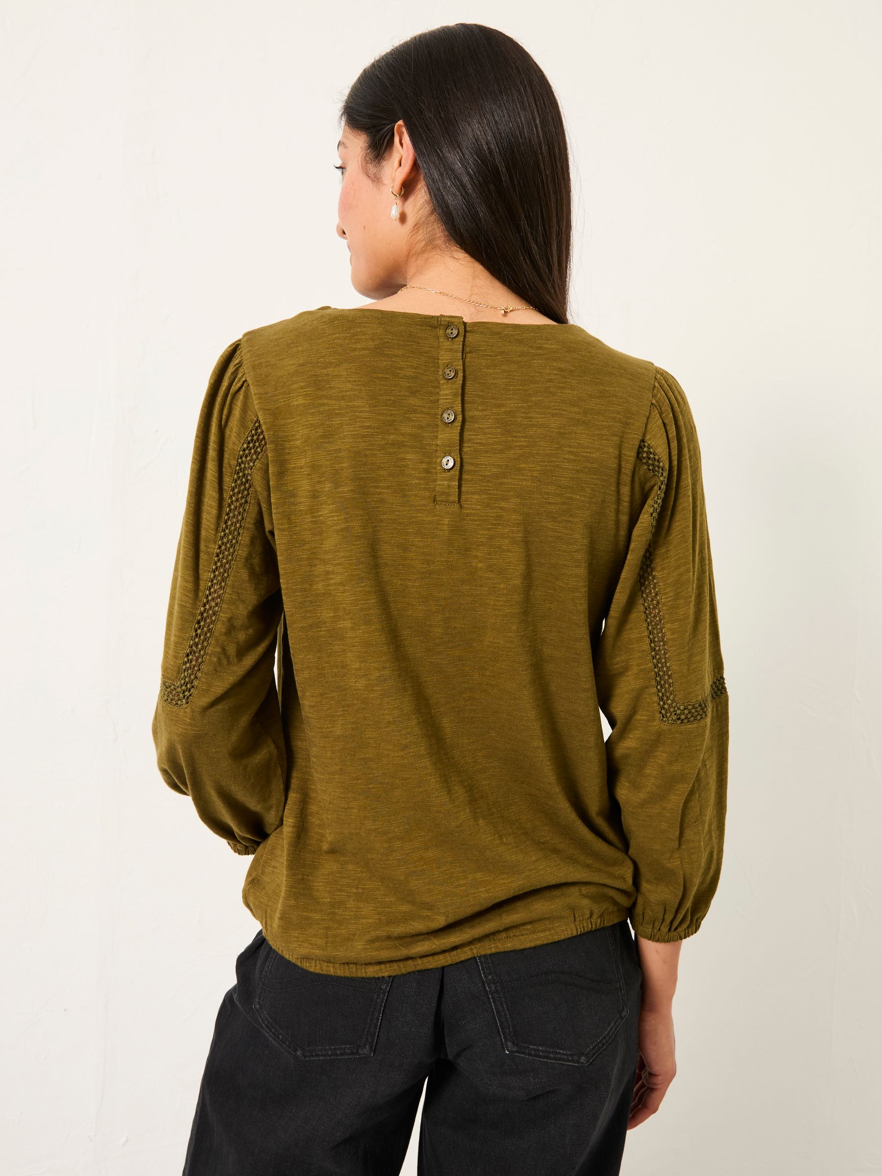 Cassie Olive Green Broderie Top - Image 2 of 6