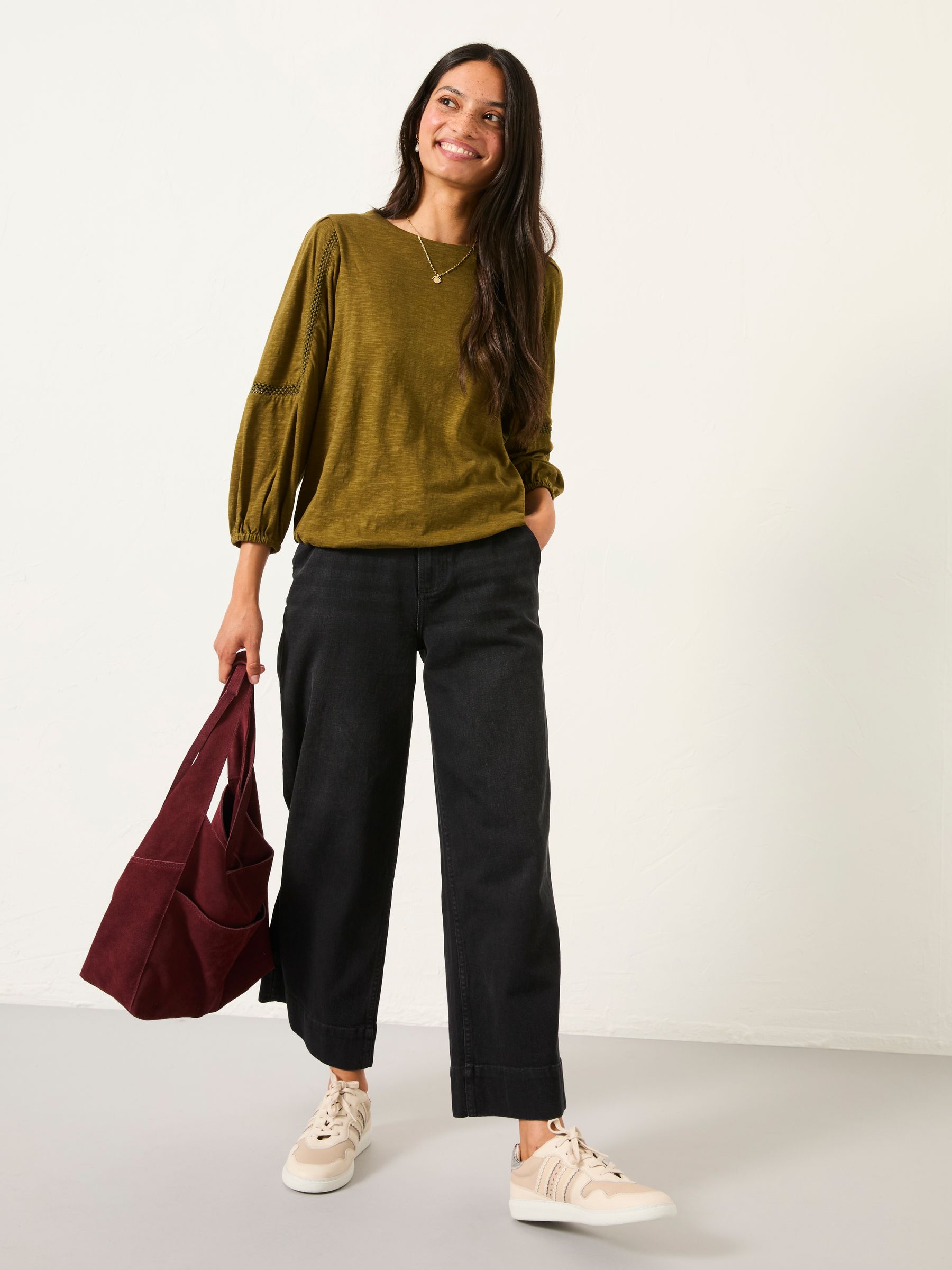 Cassie Olive Green Broderie Top - Image 3 of 6