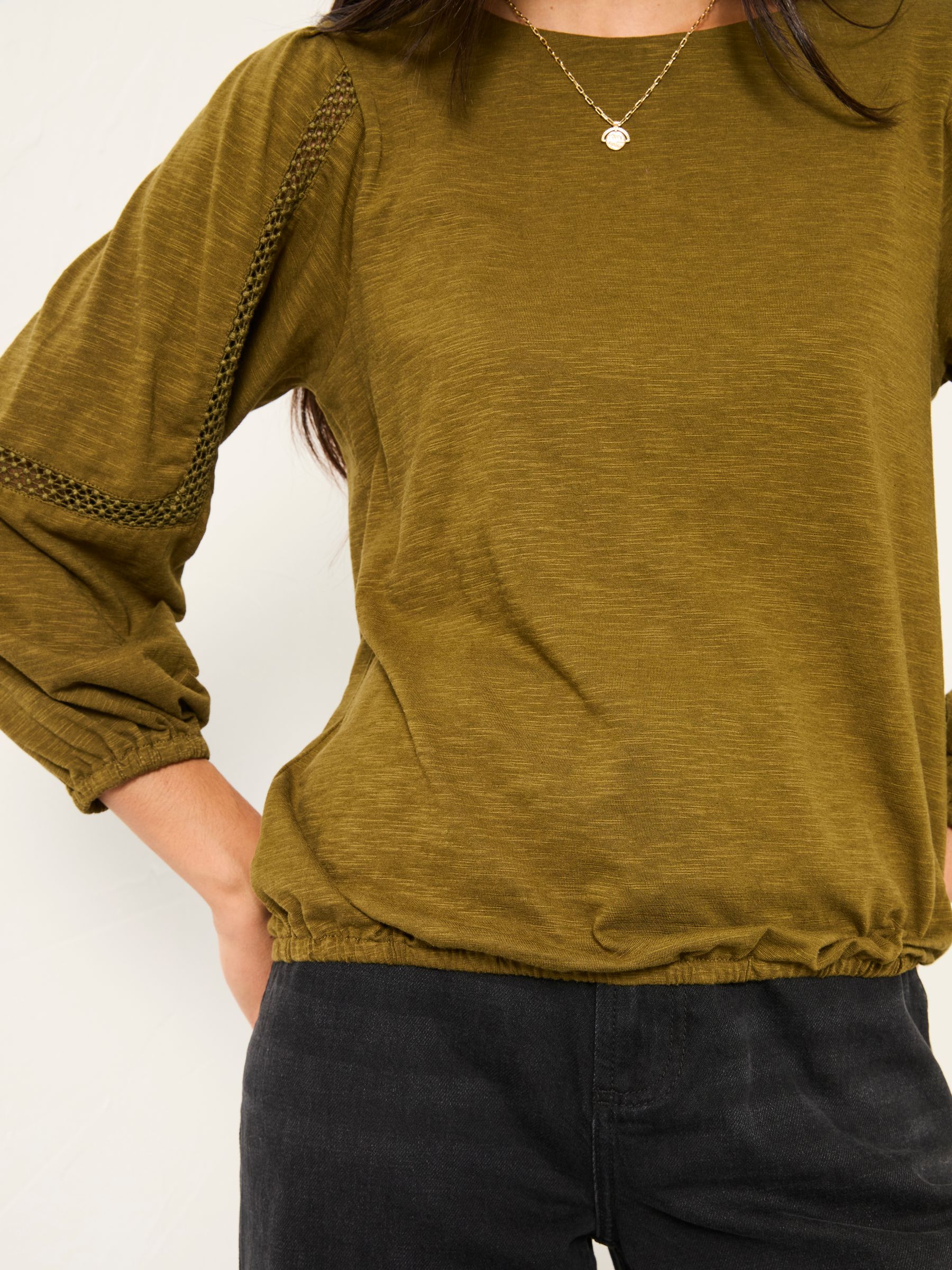 Cassie Olive Green Broderie Top - Image 4 of 6
