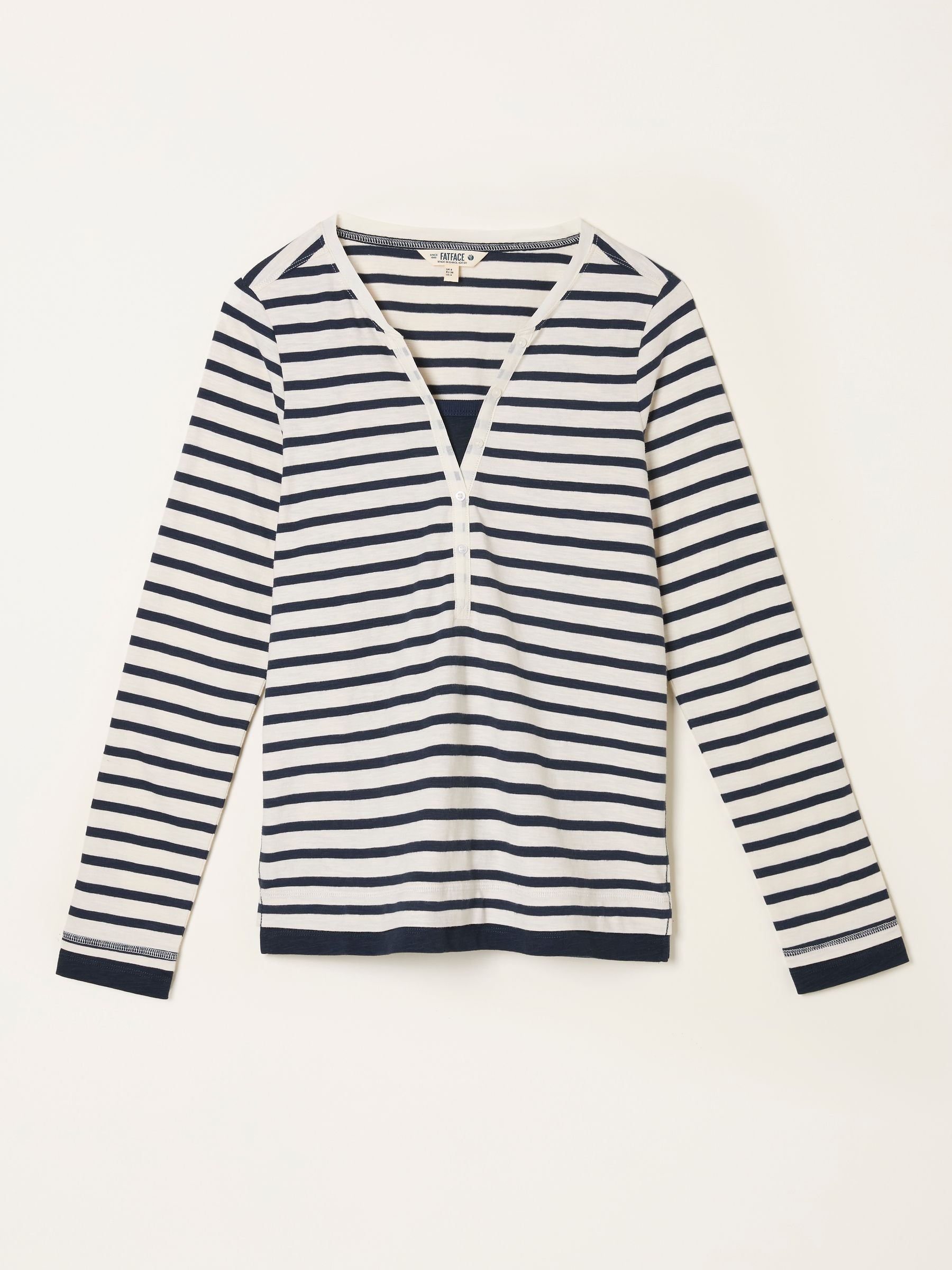 Blue Stripe Mock Henley Top - Image 1 of 6