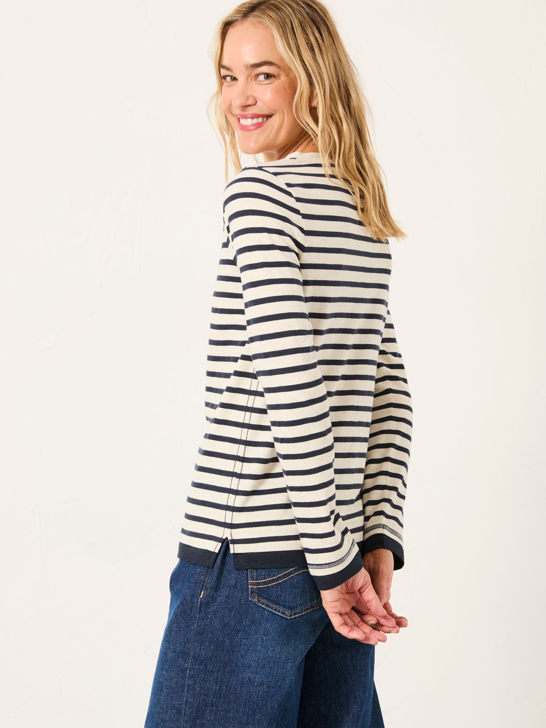 Blue Stripe Mock Henley Top - Image 3 of 6