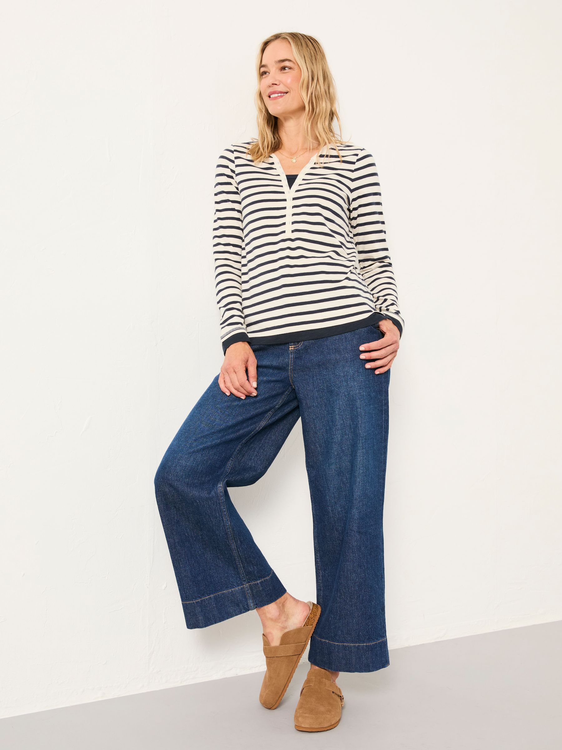 Blue Stripe Mock Henley Top - Image 4 of 6