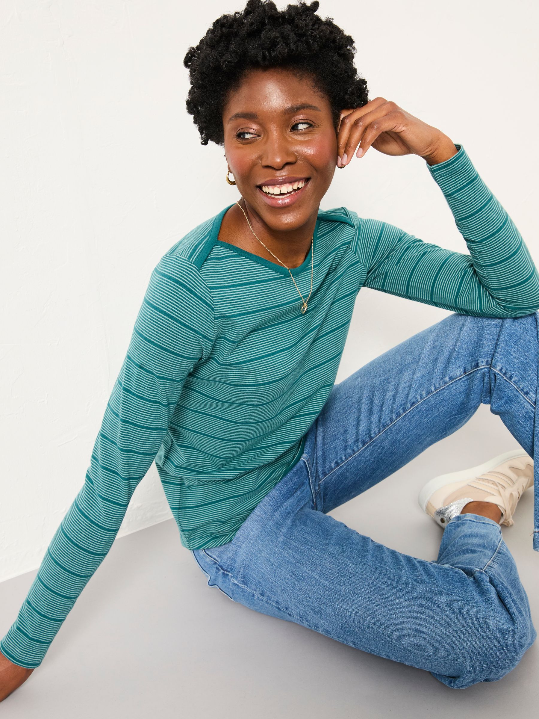 Breton Teal Blue Stripe T Shirt - Image 4 of 5