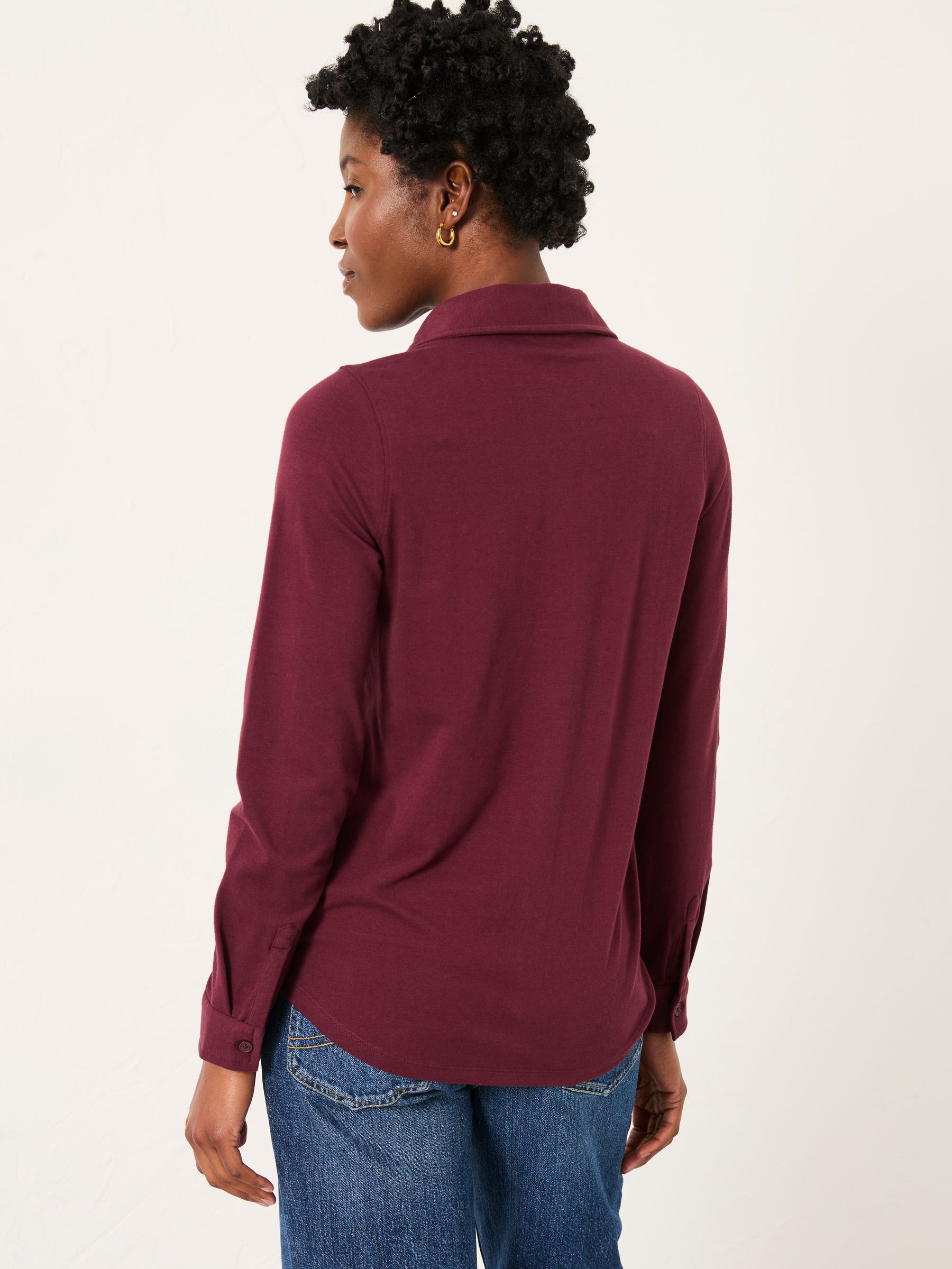 Selby Burgundy Jersey Shirt | FatFace USA