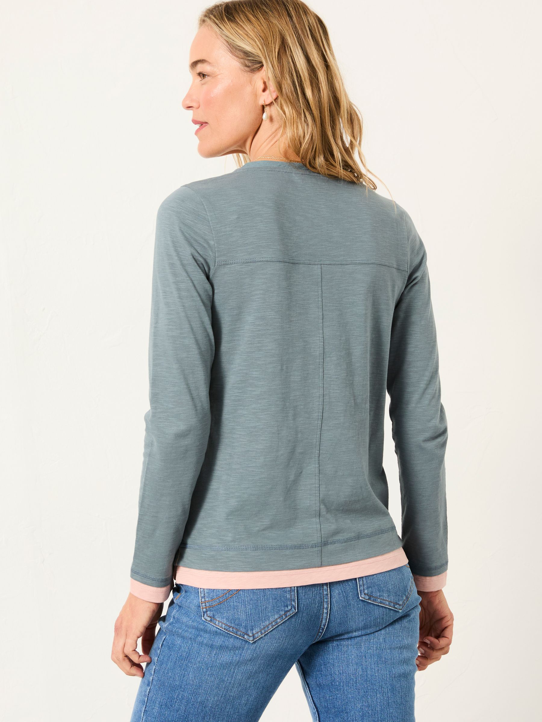 Graphite Grey Mock Henley V-neck Top | FatFace