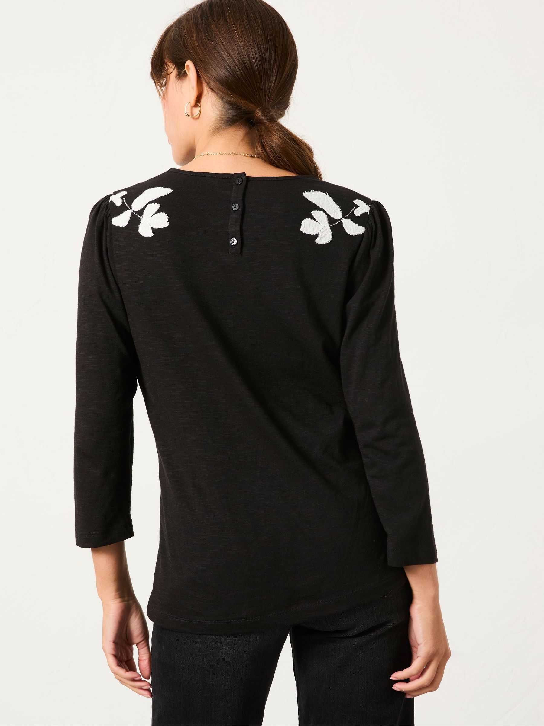 Ria Black Applique Detail Top - Image 2 of 5