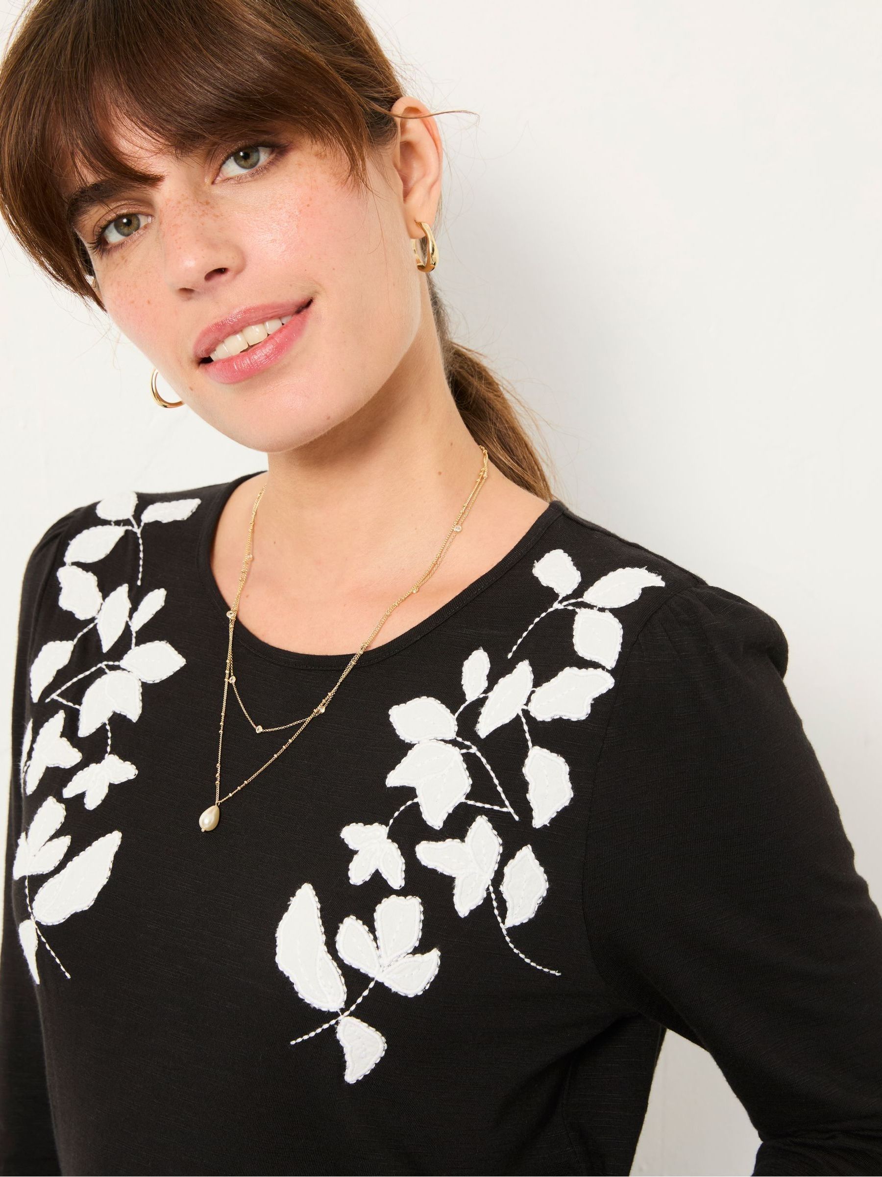 Ria Black Applique Detail Top - Image 3 of 5