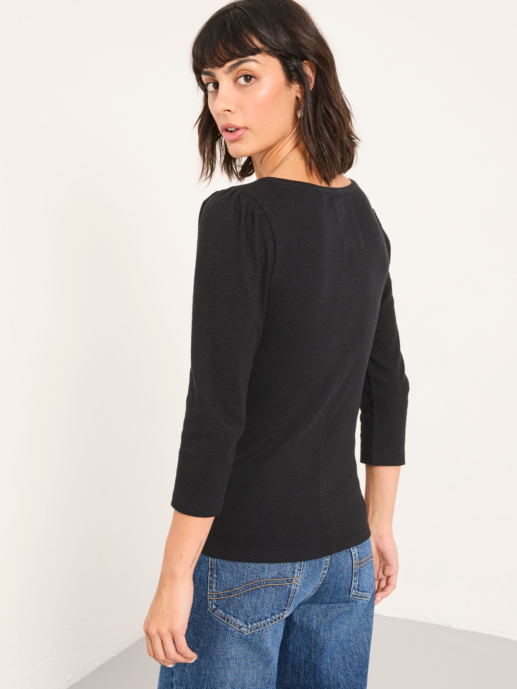 Connie Black Henley Top - Image 2 of 5