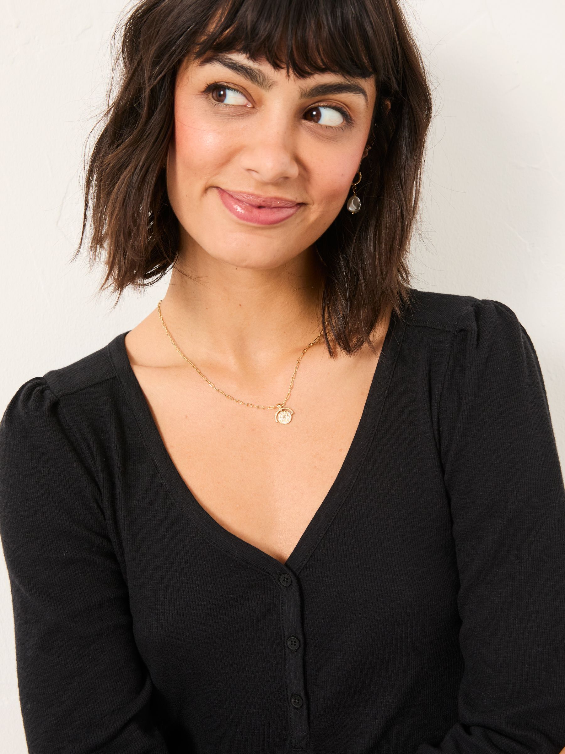 Connie Black Henley Top - Image 4 of 5
