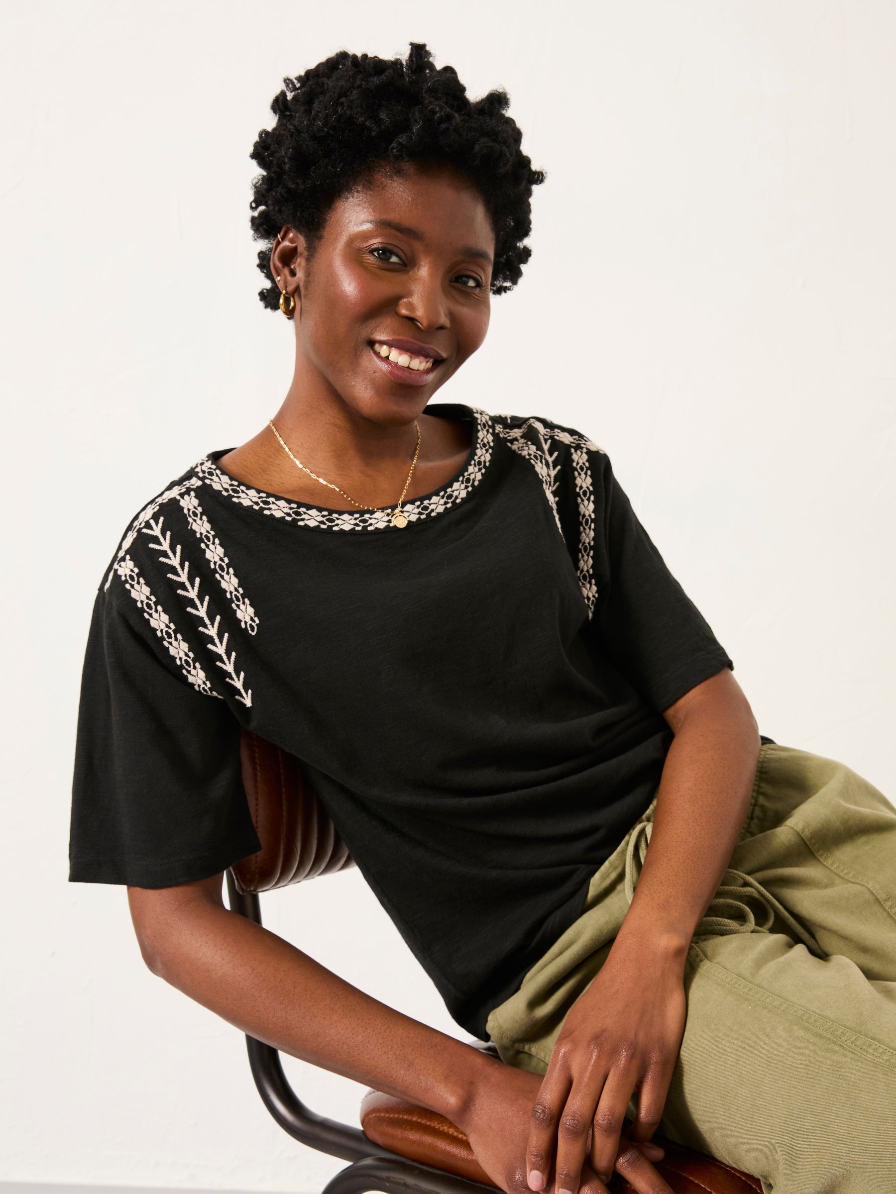 Maddie Black Embroidered T Shirt - Image 4 of 5