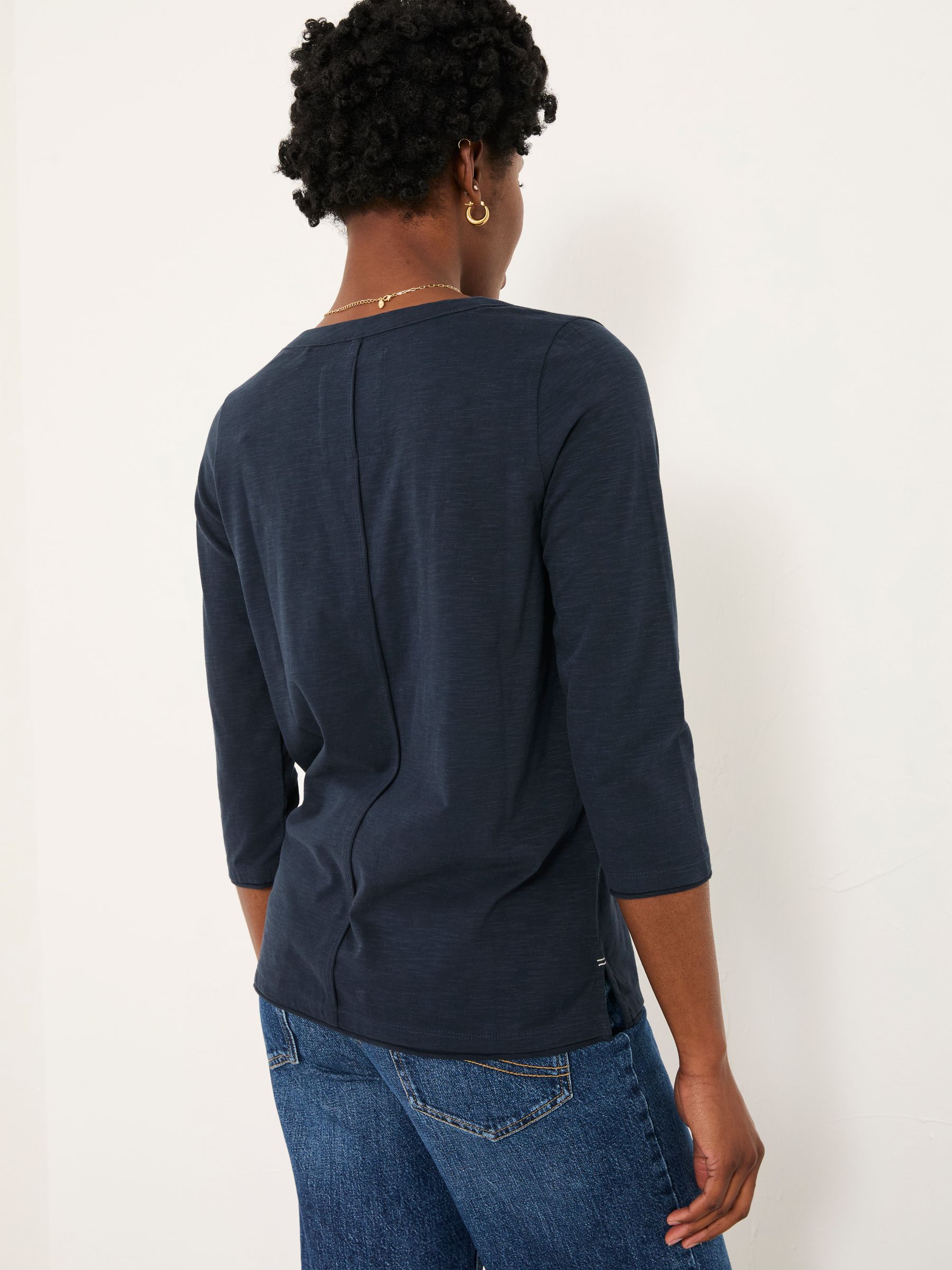 Aster Navy 3/4 Sleeve T Shirt - Image 2 of 5 Aster Navy 3/4 Sleeve T Shirt - Image 2 of 5