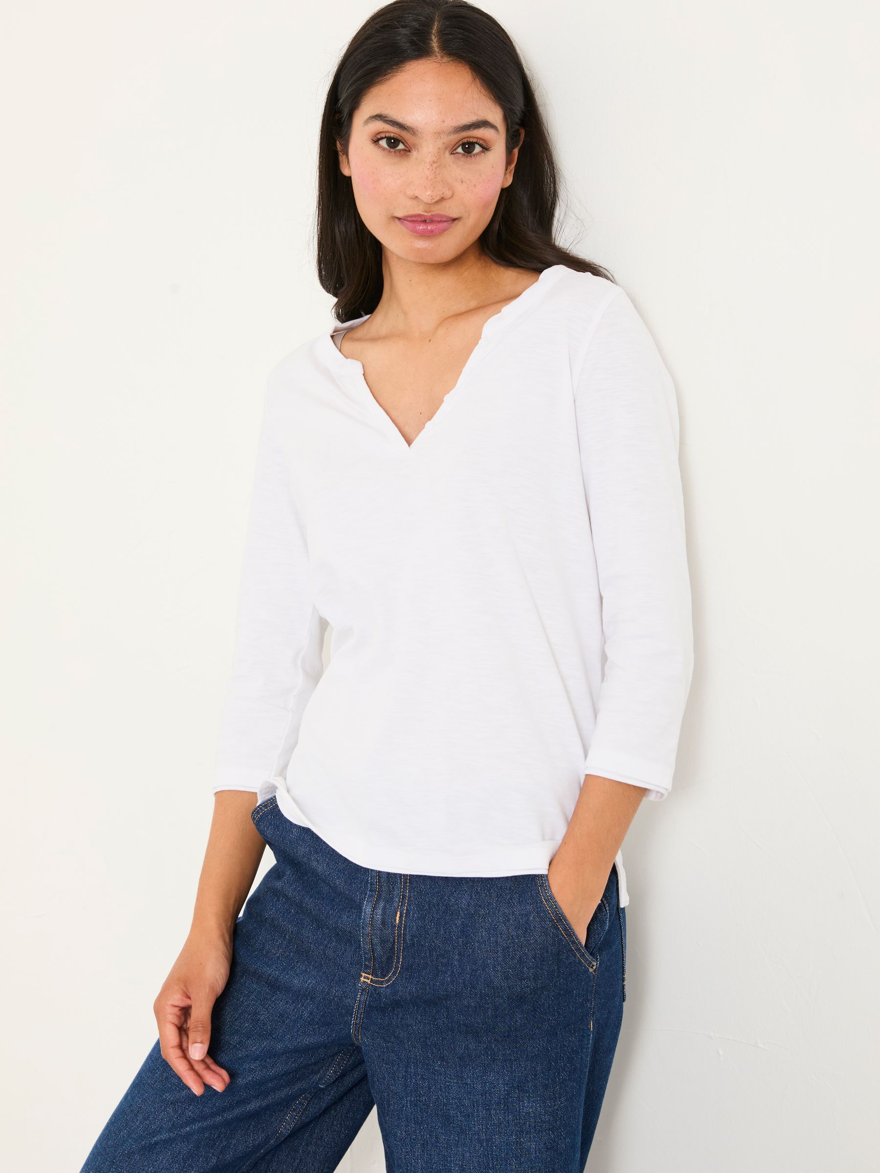 3/4 Sleeve V-neck T Shirt