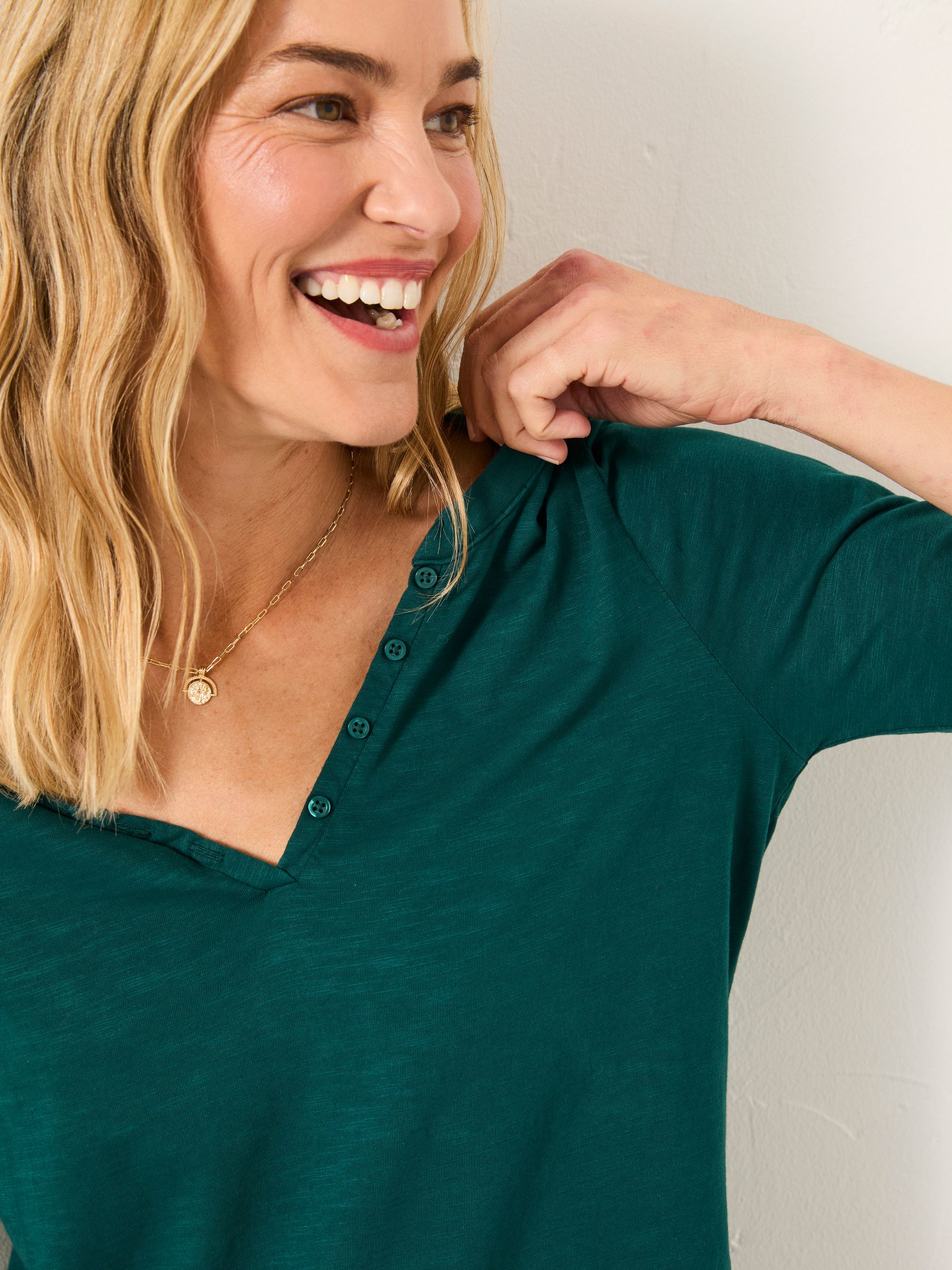 Aster Teal Blue 3/4 Sleeve T Shirt - Image 2 of 5