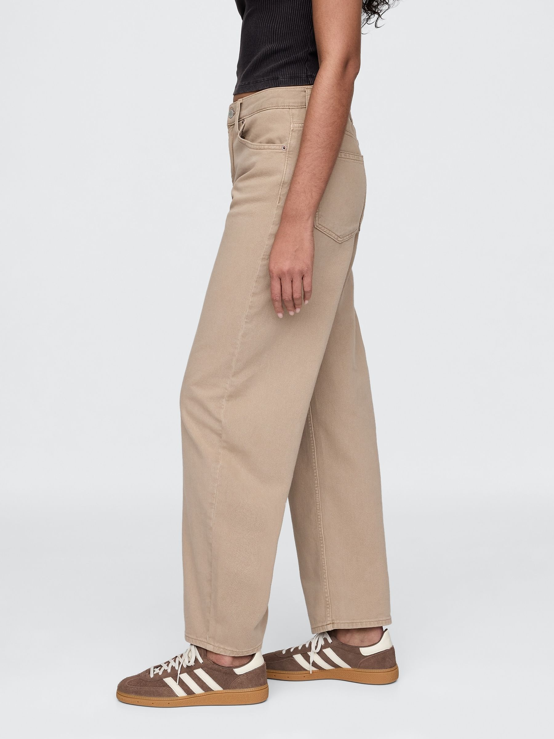 Beige High Waisted Barrel Jeans - Image 3 of 8