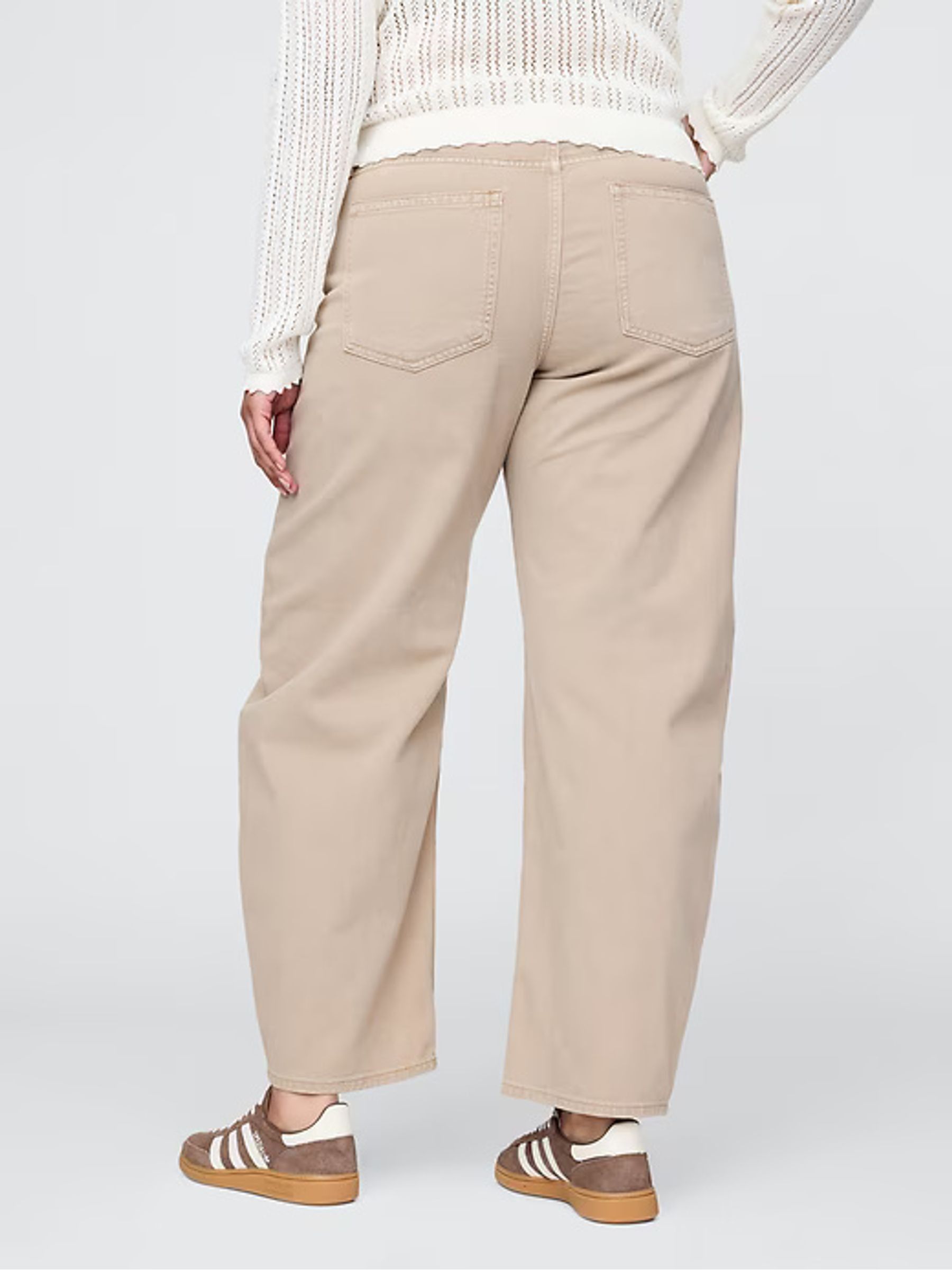 Beige High Waisted Barrel Jeans - Image 6 of 8