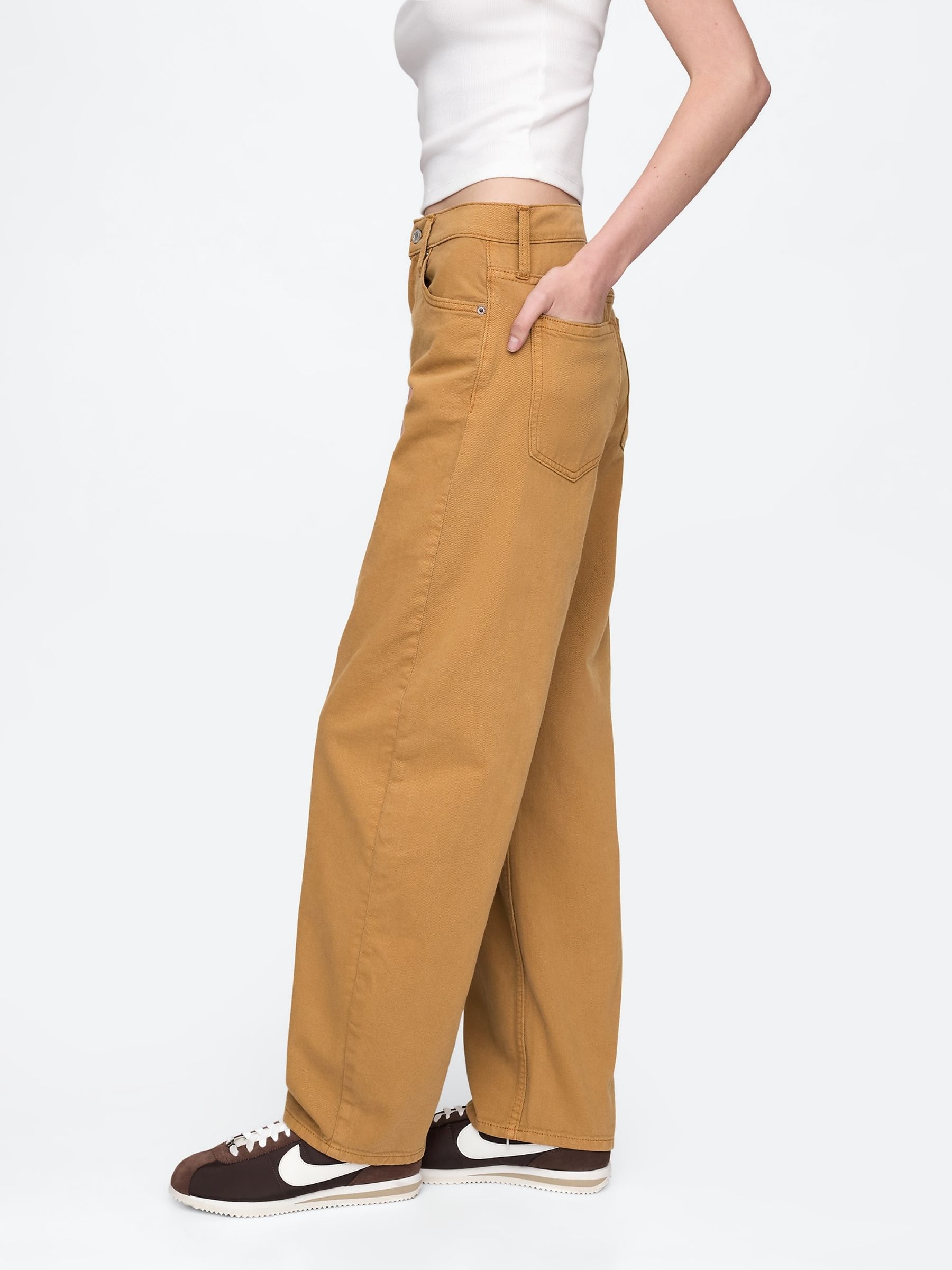 Brown High Waisted Barrel Jeans - Image 3 of 8