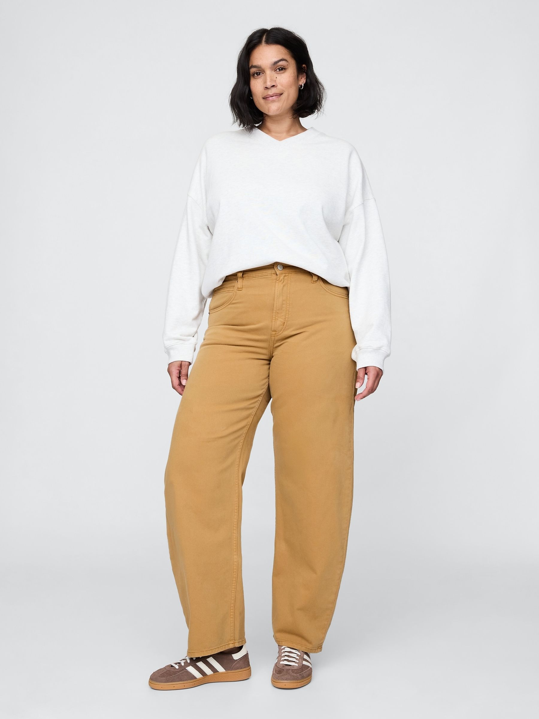 Brown High Waisted Barrel Jeans - Image 5 of 8