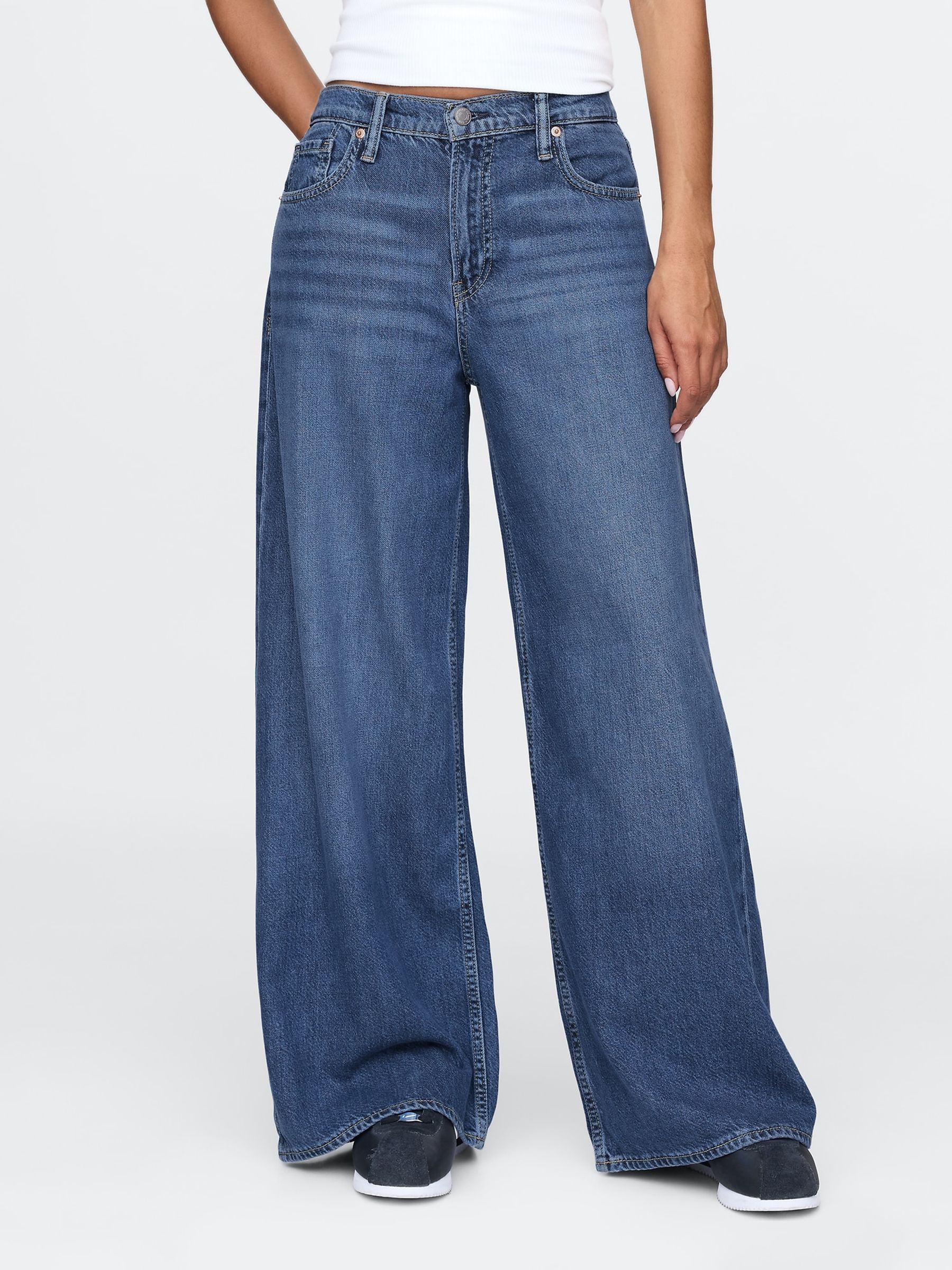 Blue Mid Rise UltraSoft Baggy Jeans - Image 1 of 8