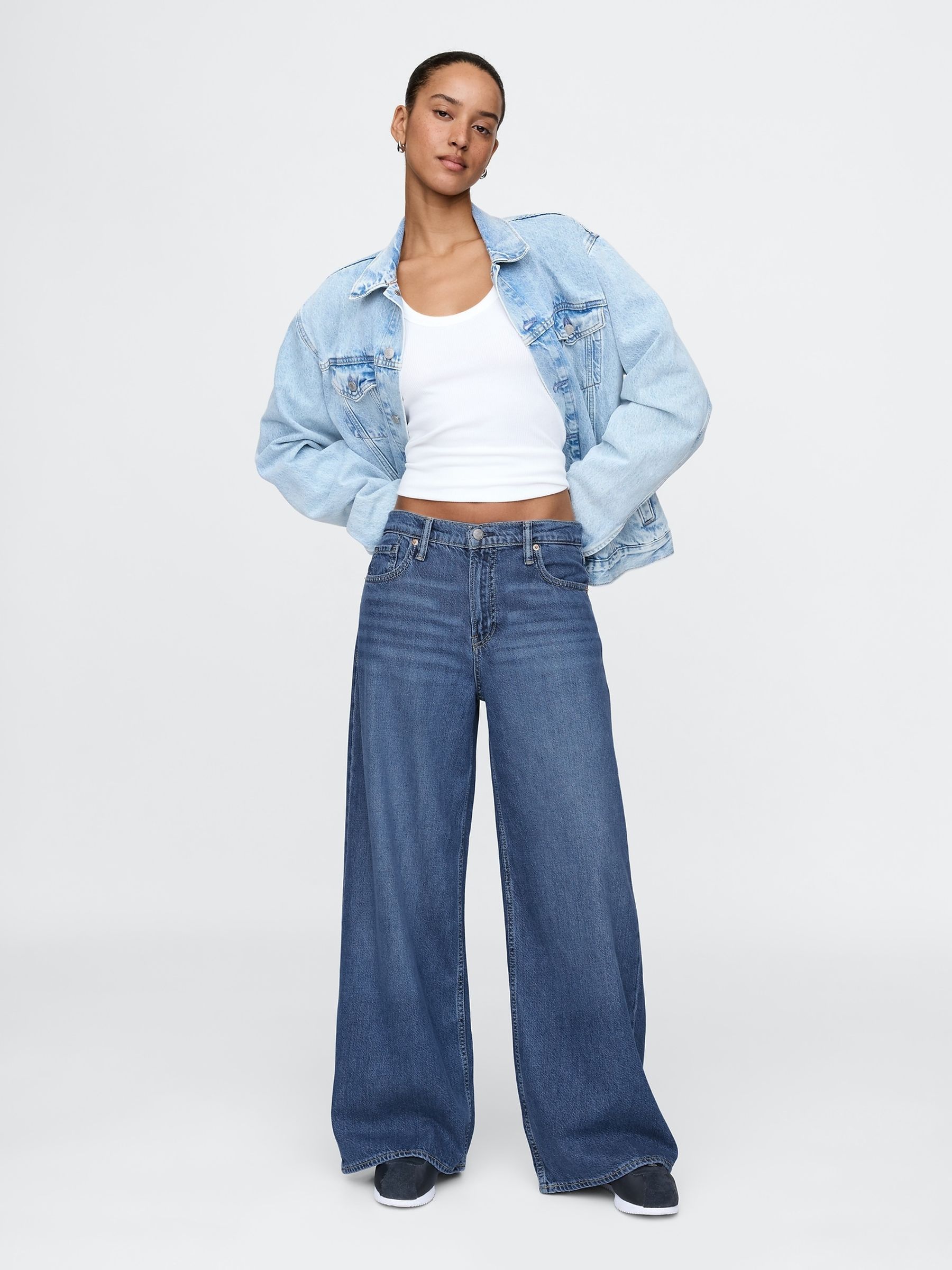 Blue Mid Rise UltraSoft Baggy Jeans - Image 4 of 8