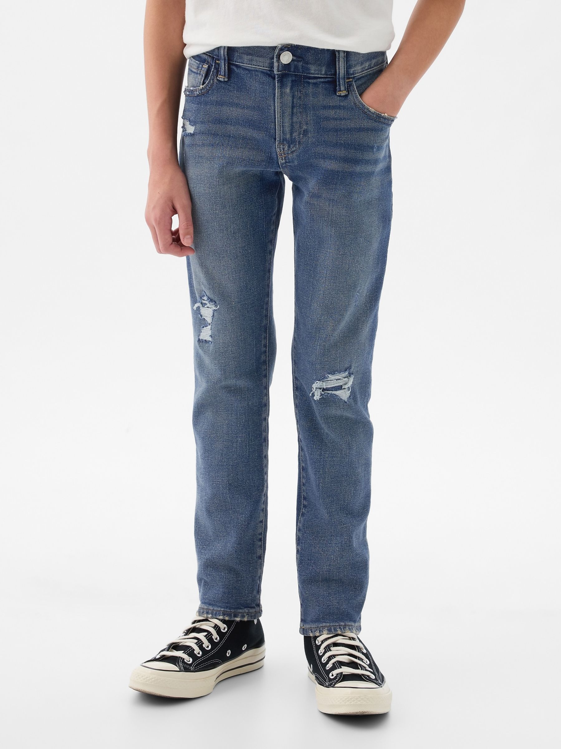 Blue Ripped Slim Fit Jeans - Image 1 of 5