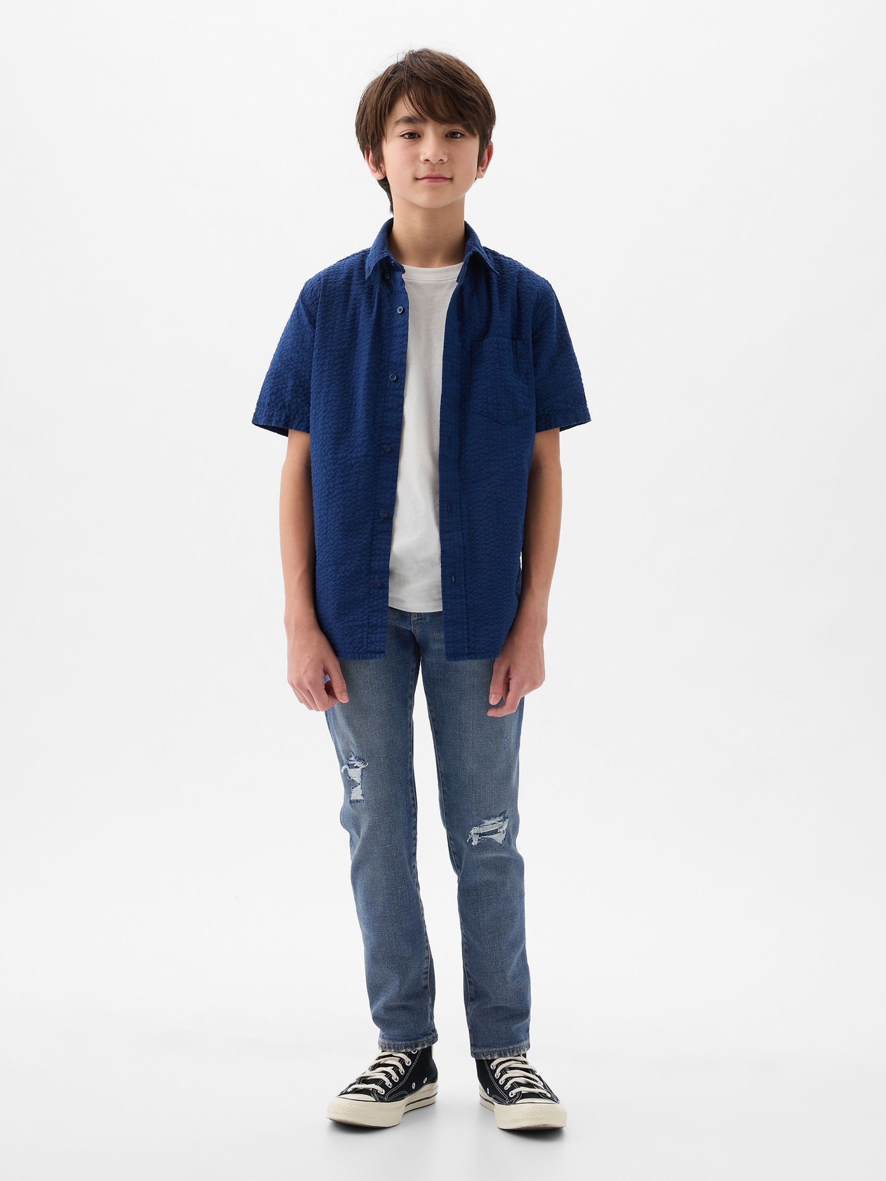 Blue Ripped Slim Fit Jeans - Image 3 of 5