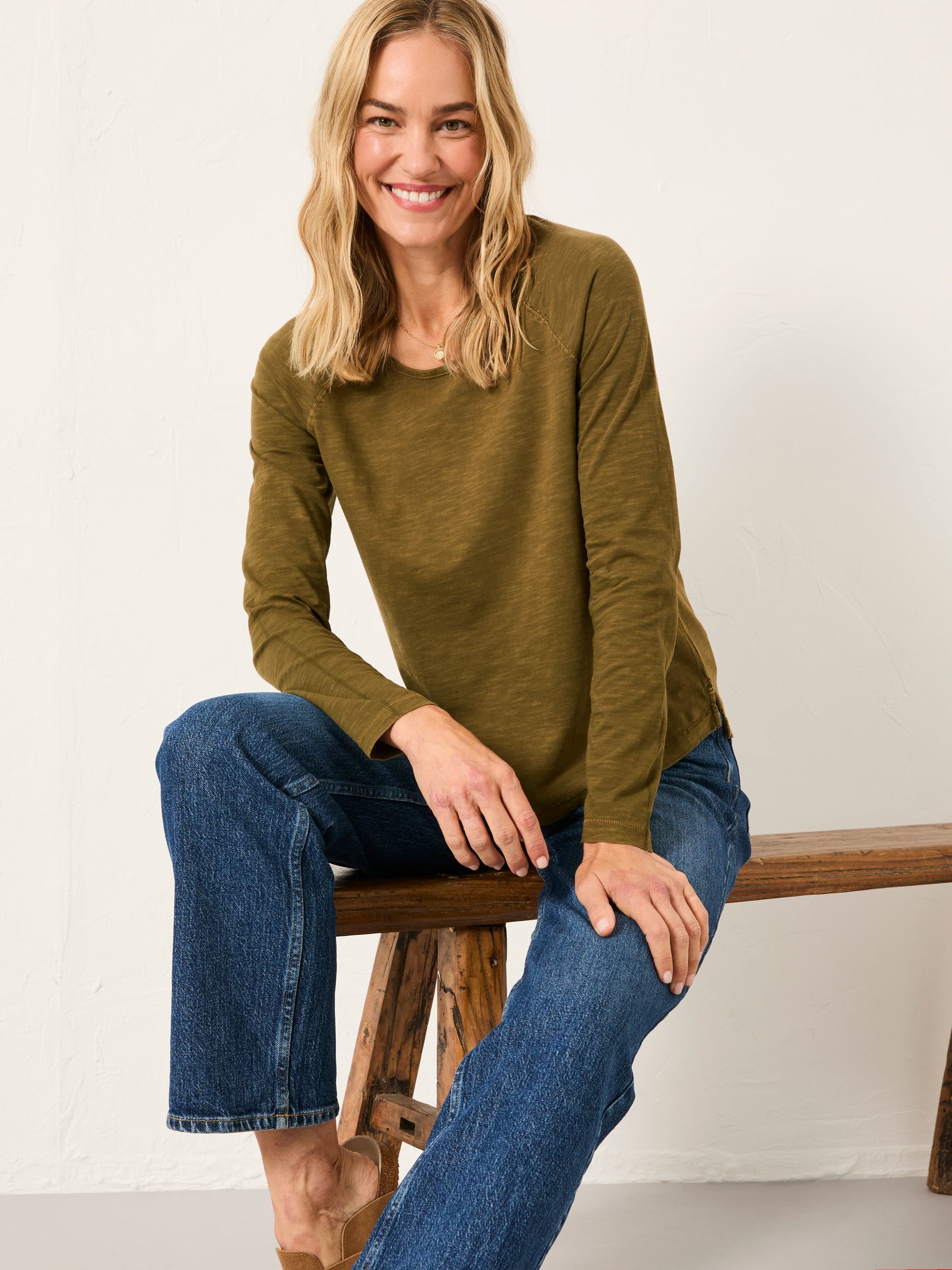 Ava Olive Green Long Sleeve T Shirt - Image 4 of 5
