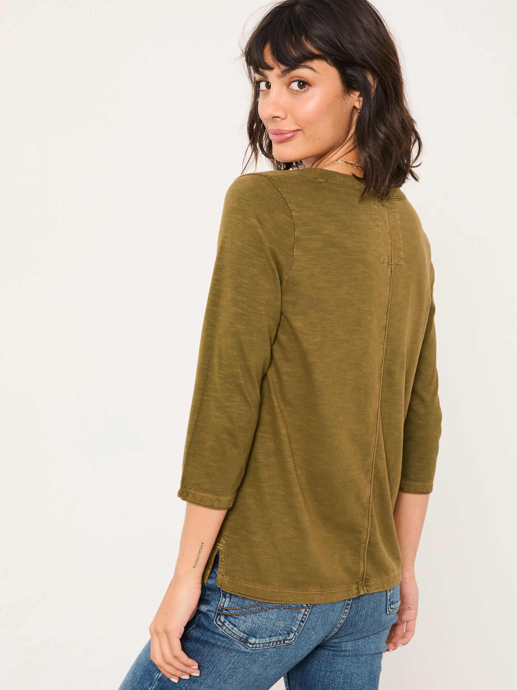 Aster Olive Green 3/4 Sleeve T Shirt - Image 2 of 5