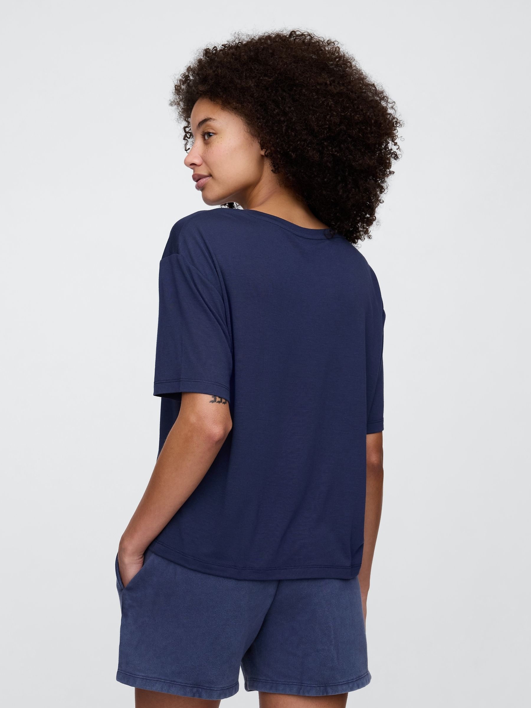 Blue Short Sleeve Pyjama T-Shirt - Image 2 of 3