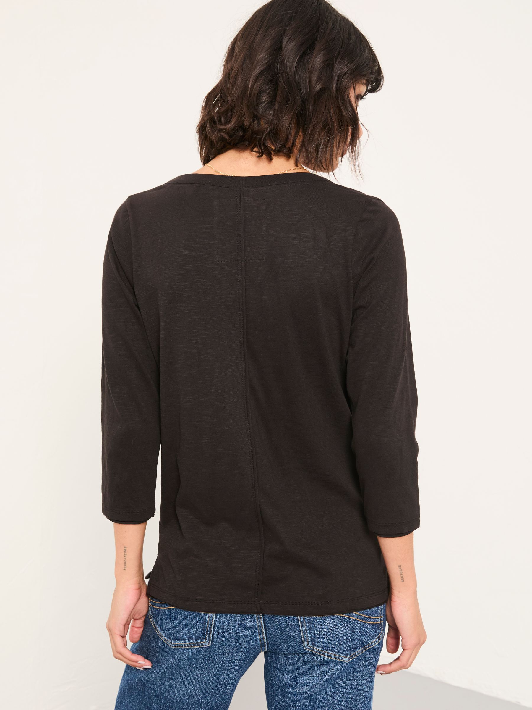 Aster Black 3/4 Sleeve T Shirt - Image 2 of 5 Aster Black 3/4 Sleeve T Shirt - Image 2 of 5