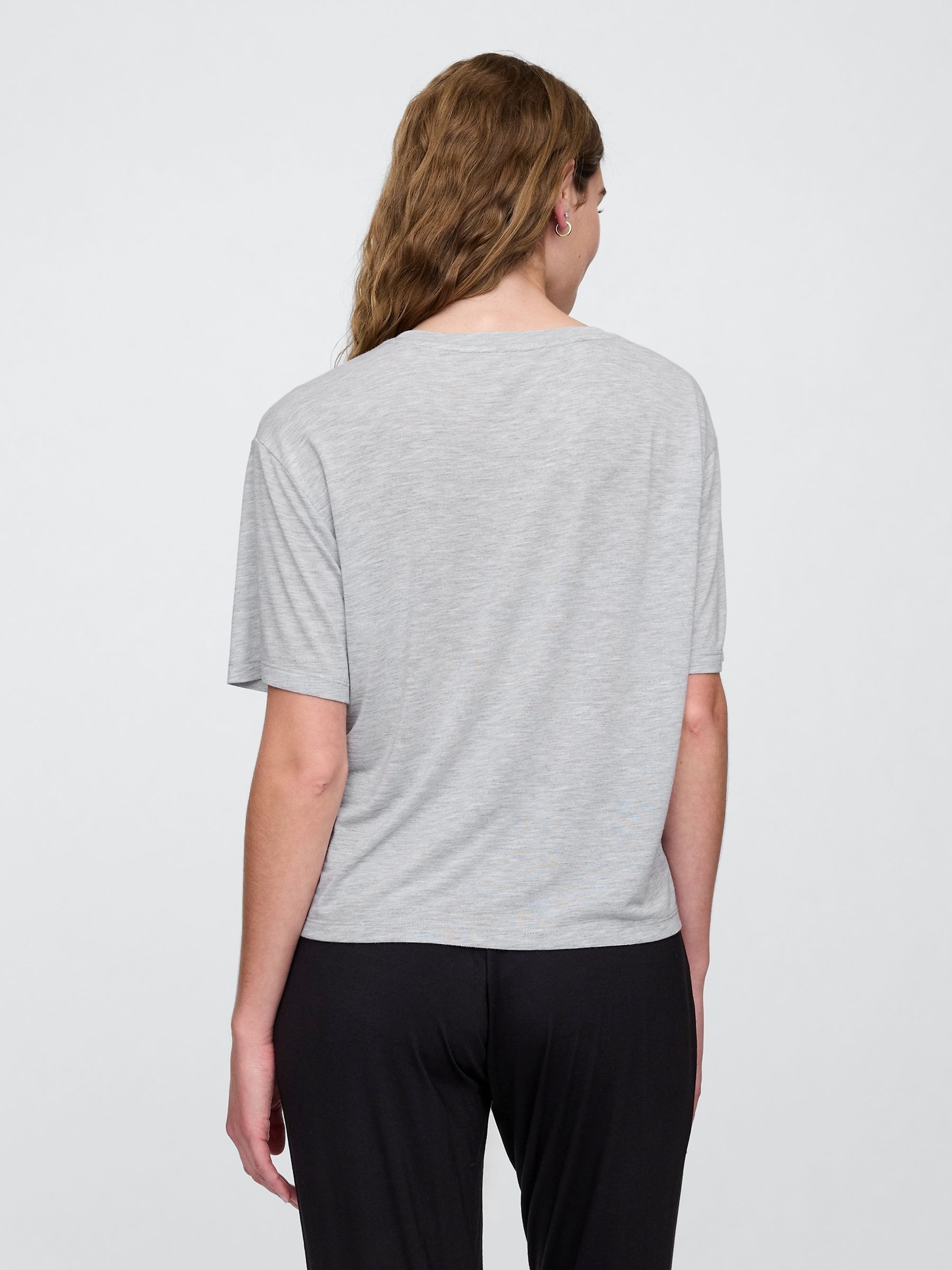 Grey Floral Short Sleeve Pyjama T-Shirt - Image 2 of 3