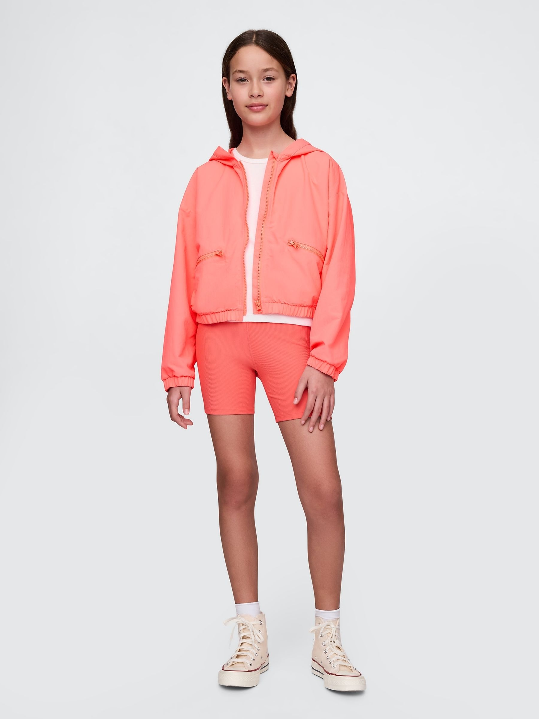 Coral Pink Rib Biker Shorts (4-13yrs) - Image 3 of 5