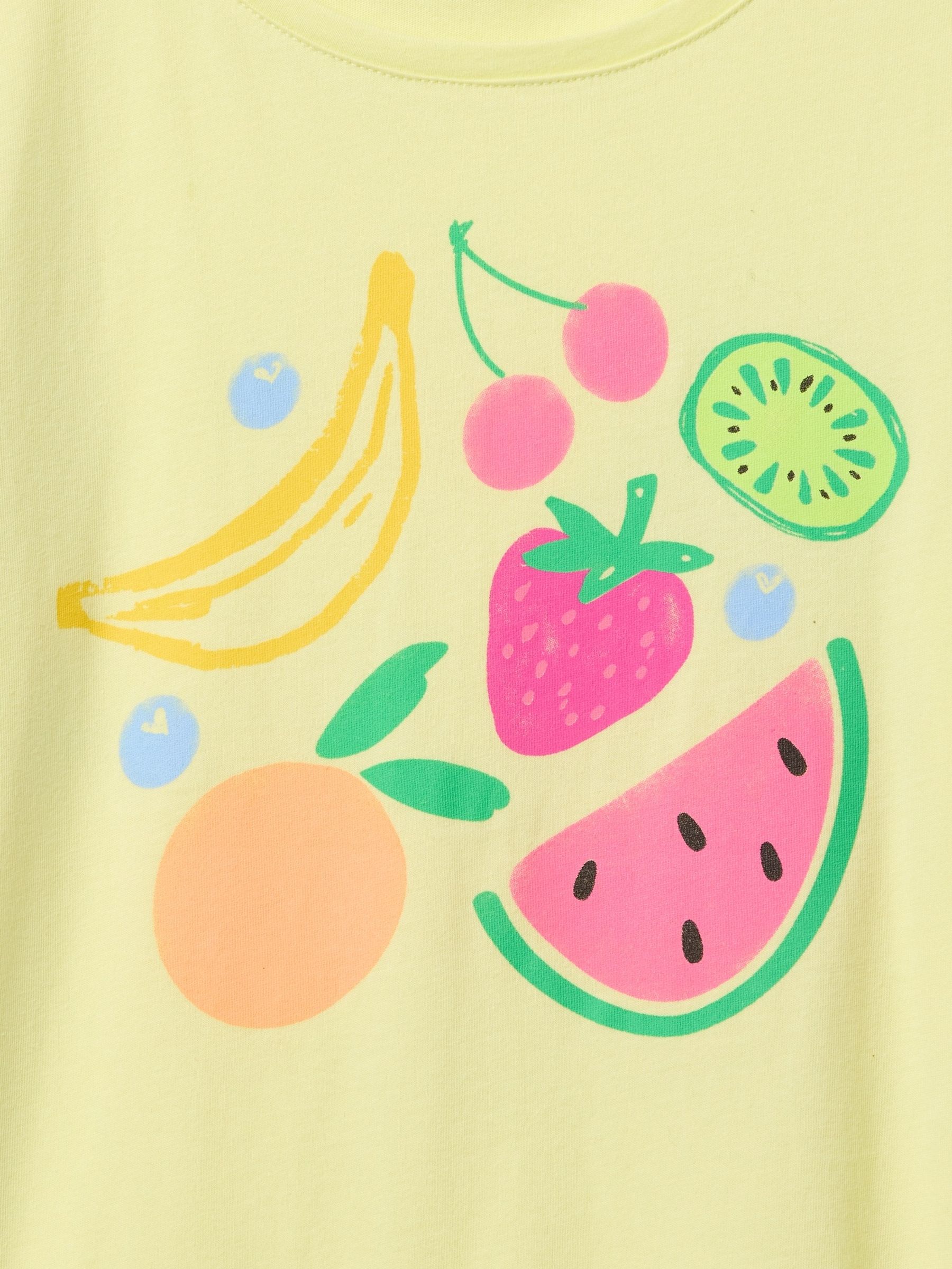 Yellow Fruit Cotton Short Sleeve Crew Neck Graphic T-Shirt (4-13yrs) - Image 3 of 3