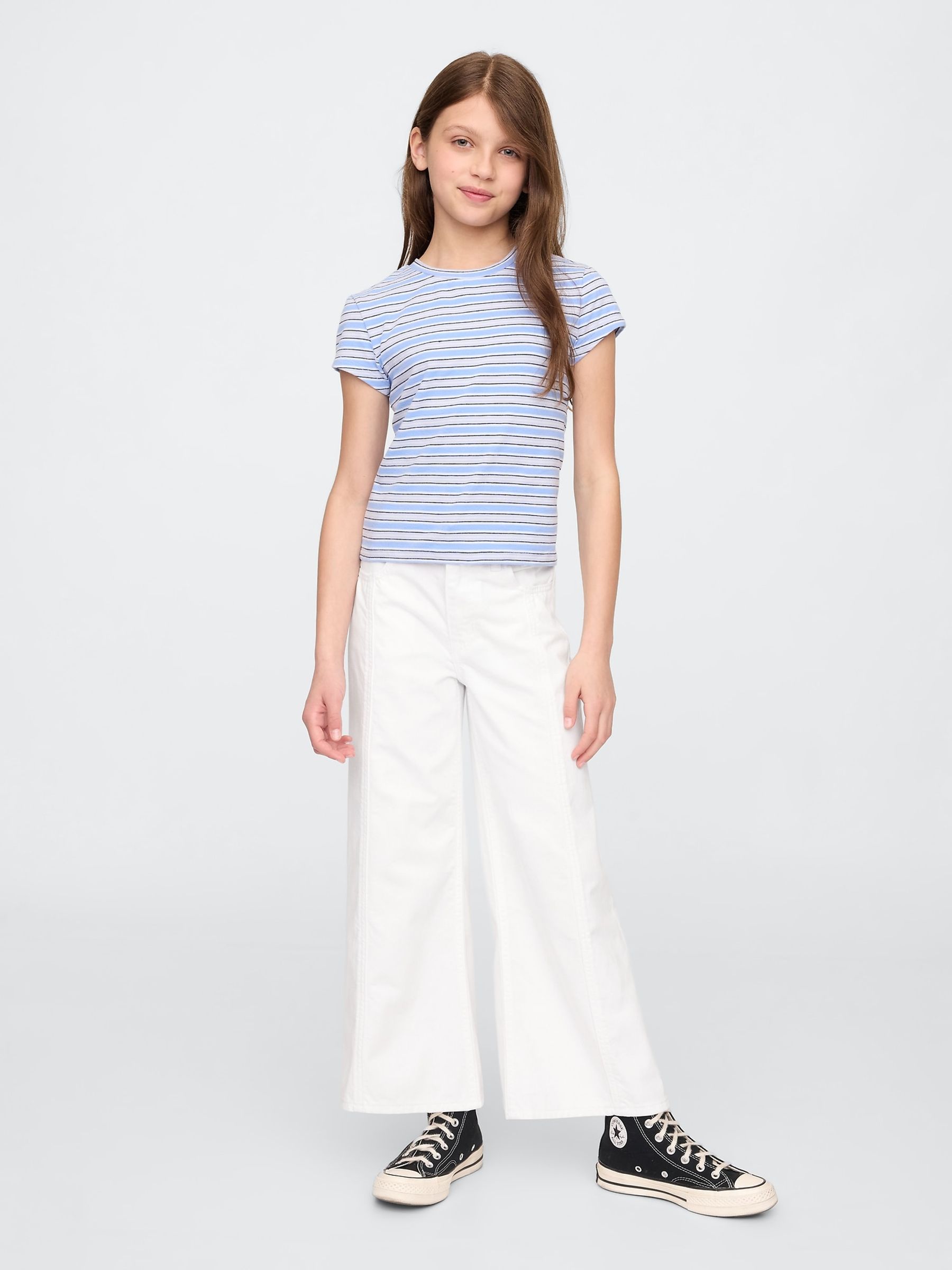 White High Waisted Stride Wide-Leg Ankle Jeans (5-13yrs) - Image 3 of 5