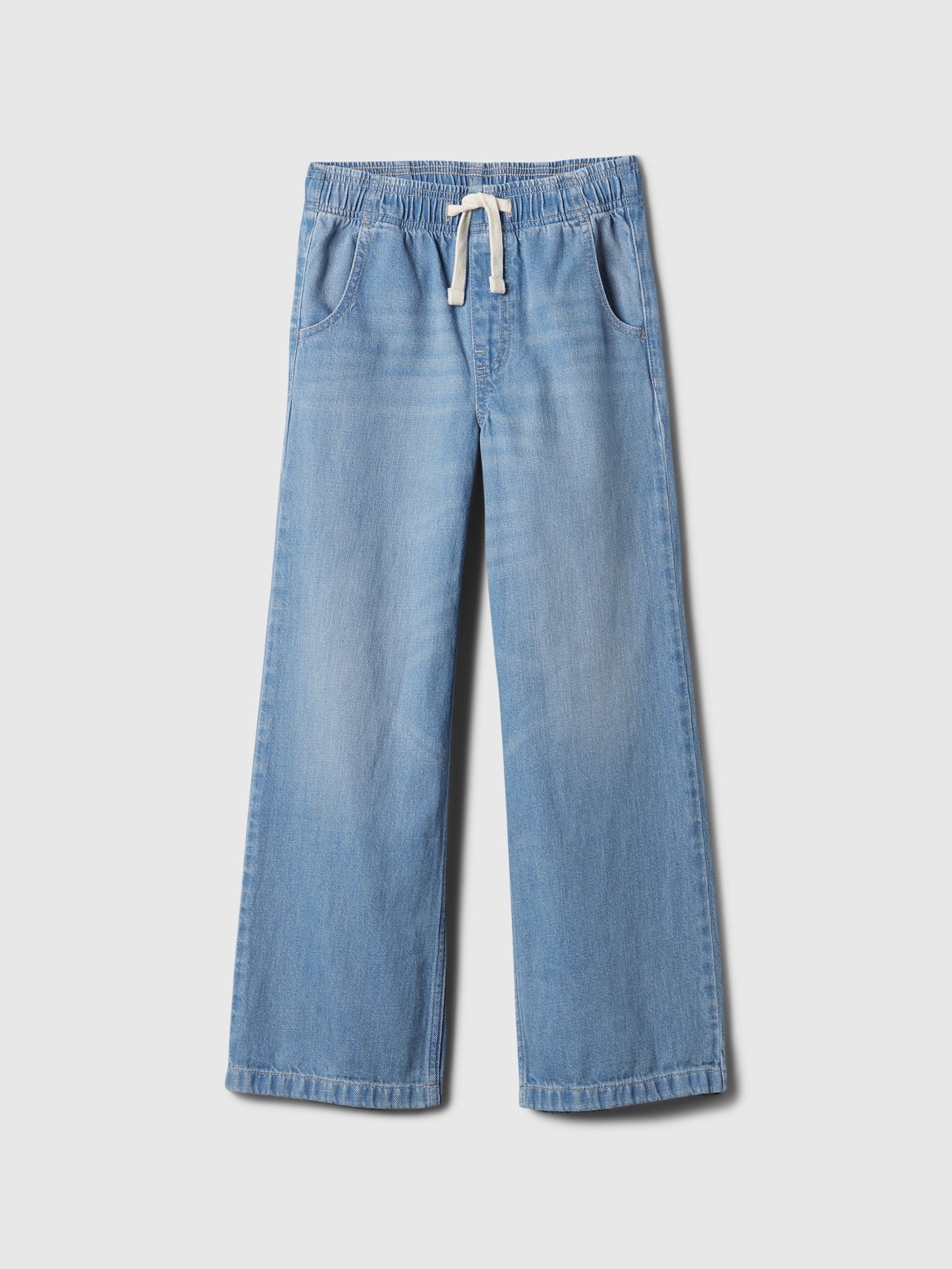 Blue High Waisted Wide-Leg Pull On Jeans (4-13yrs) - Image 1 of 4