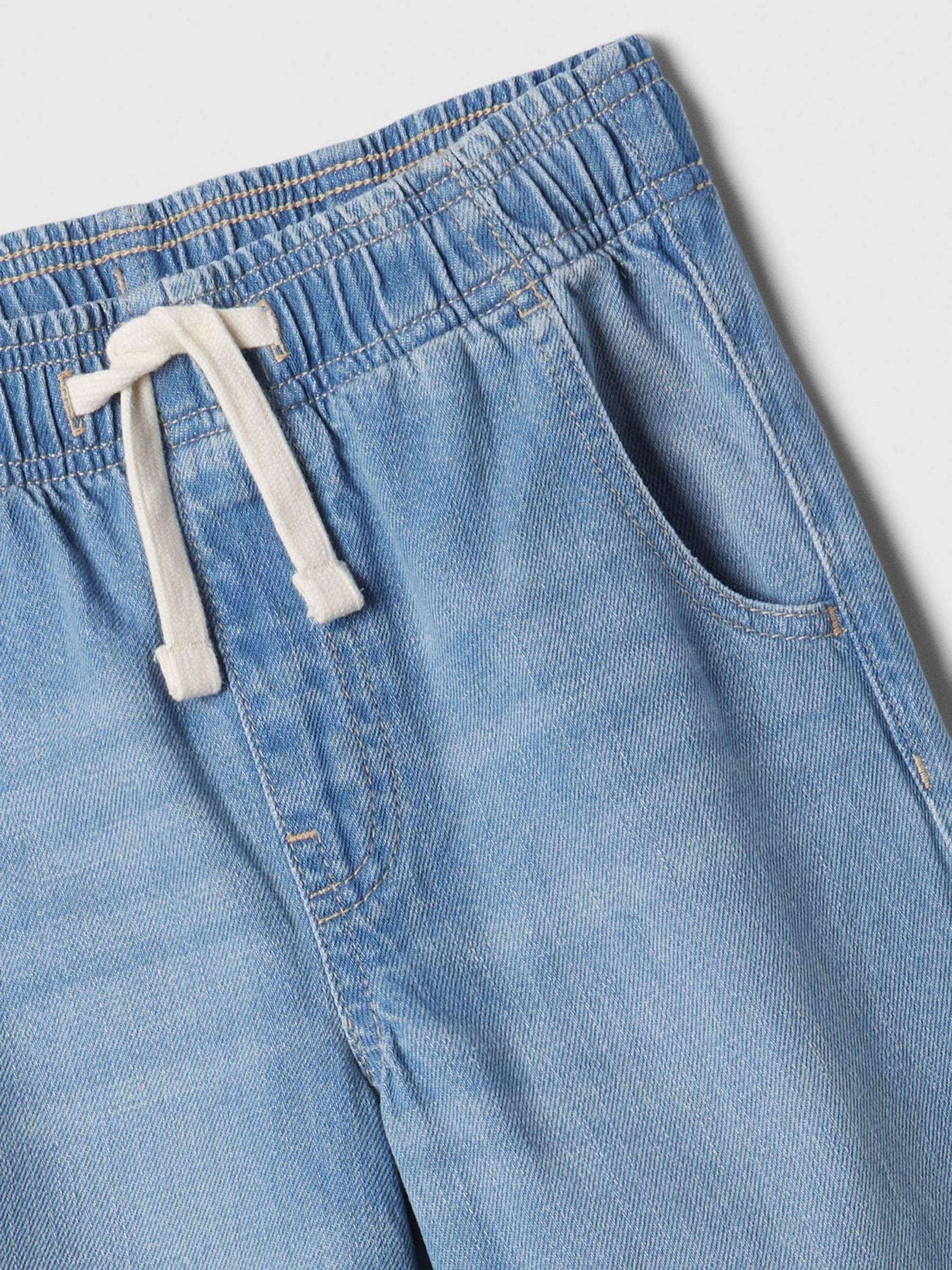 Blue High Waisted Wide-Leg Pull On Jeans (4-13yrs) - Image 3 of 4
