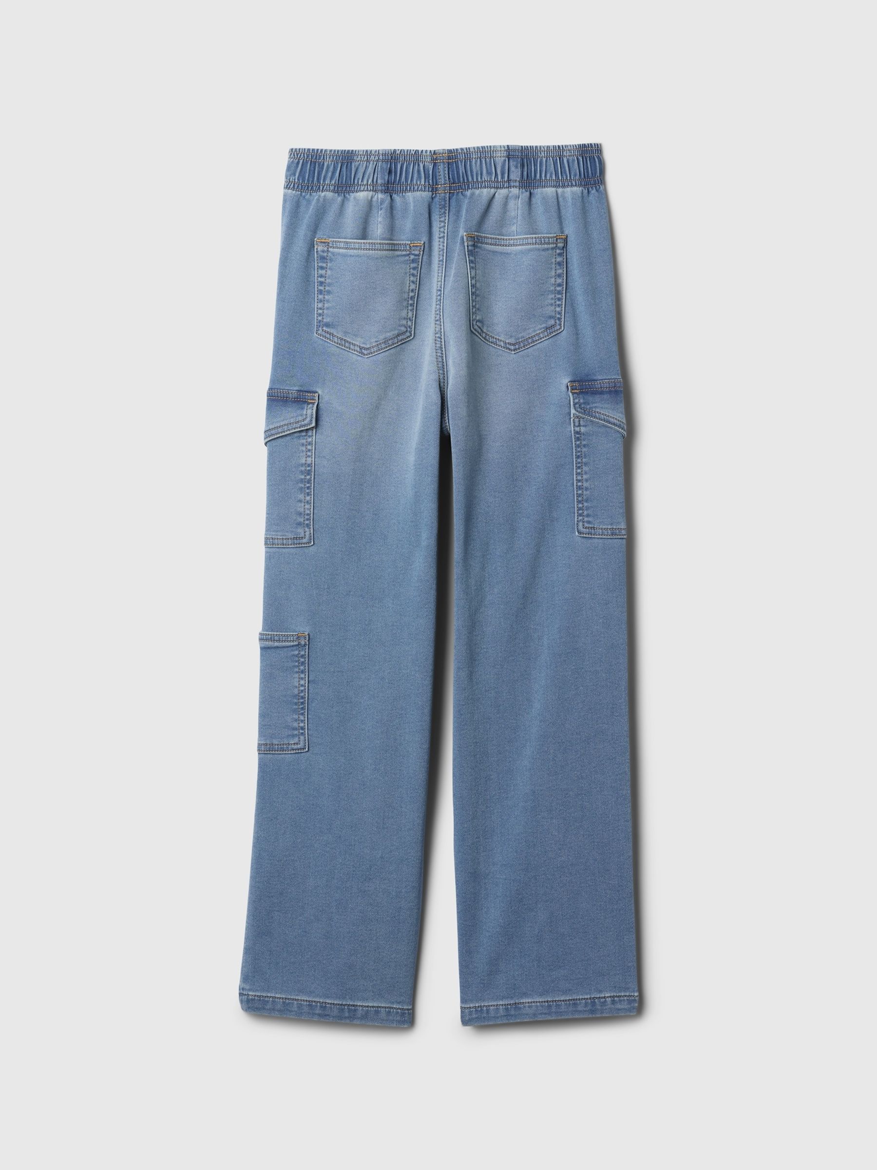 Blue High Rise Wide Leg Cargo Pull On Jeans (4-13yrs) - Image 2 of 4