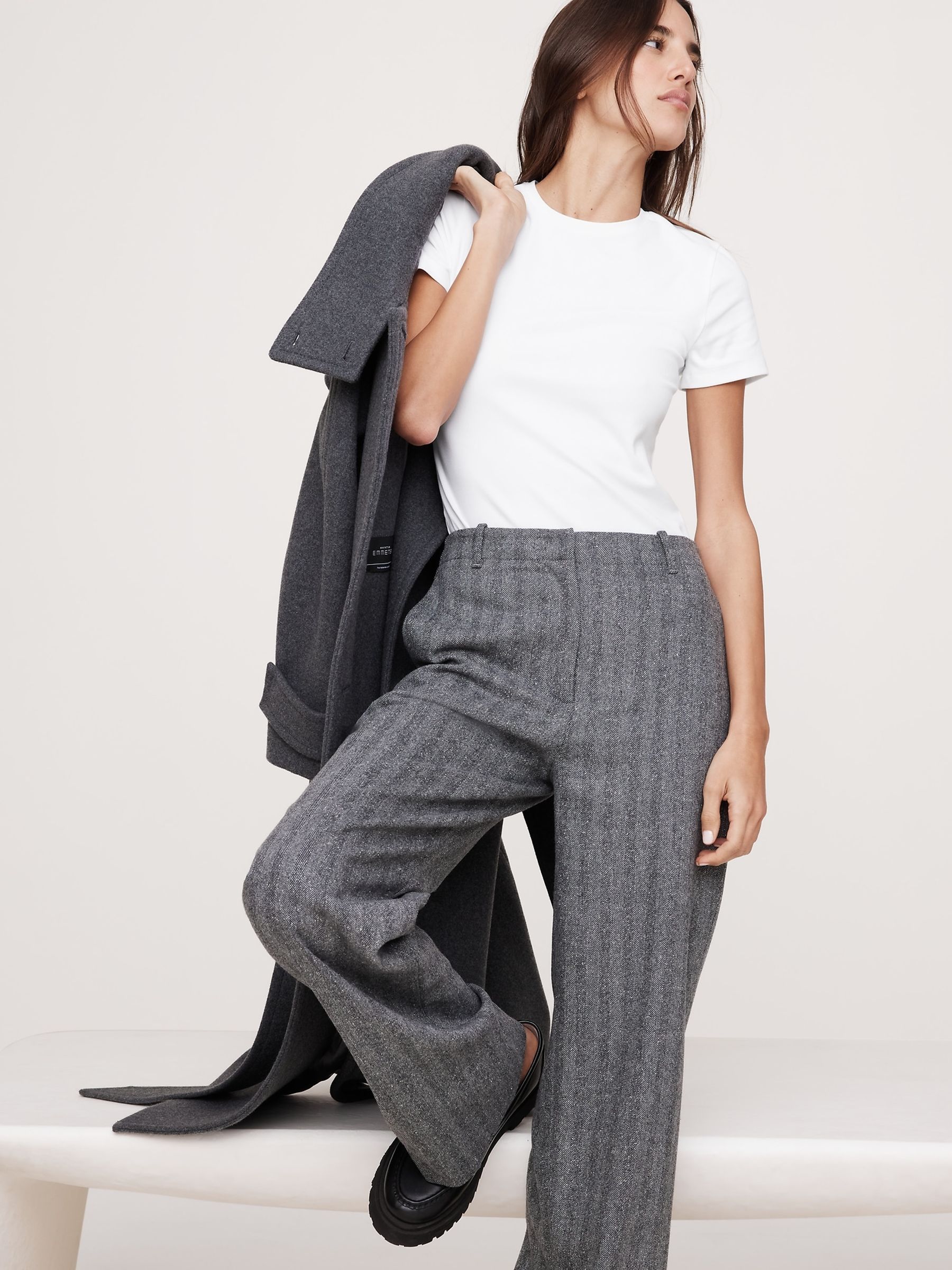 Banana Republic White Refined Shrunken T-Shirt - Image 1 of 4
