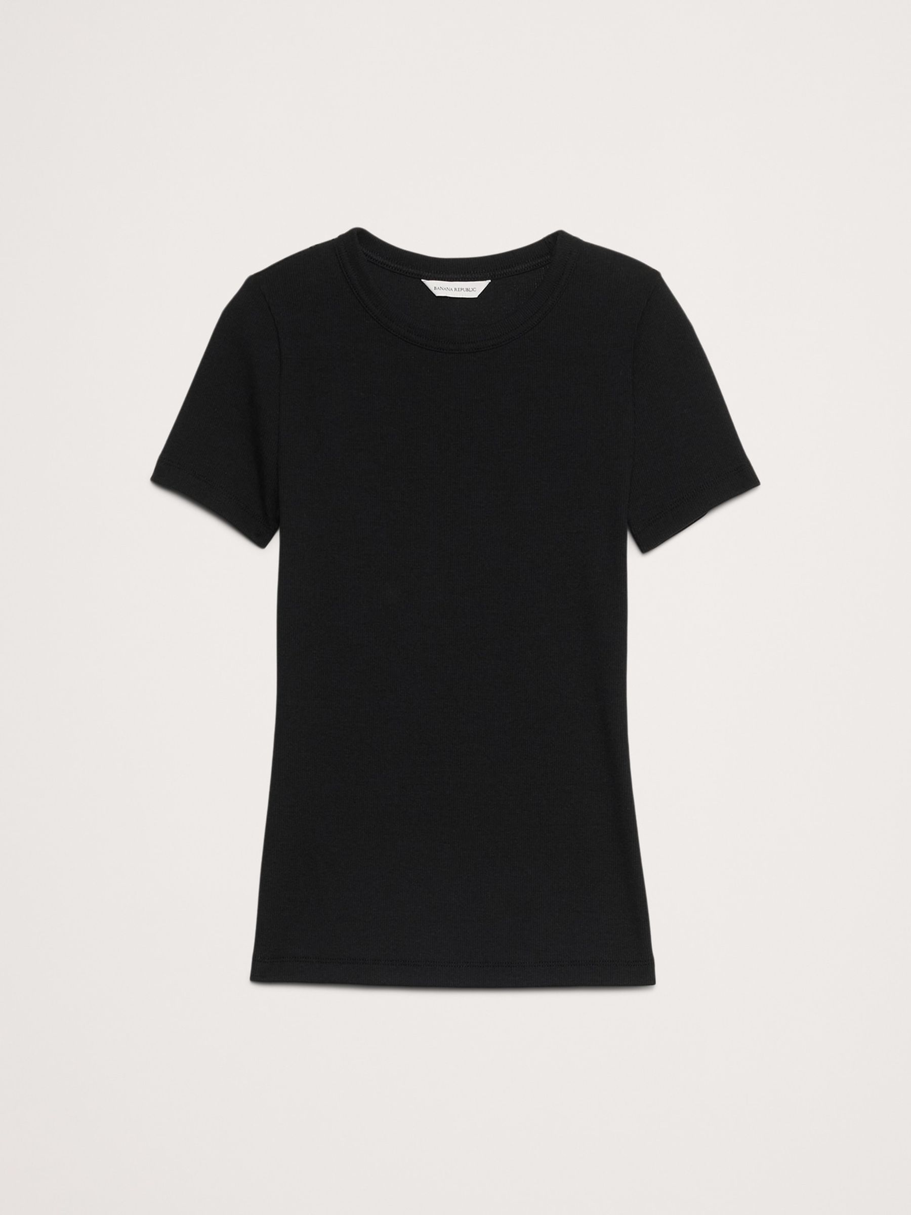 Banana Republic Black Ribbed Short-Sleeve T-Shirt - Image 4 of 4