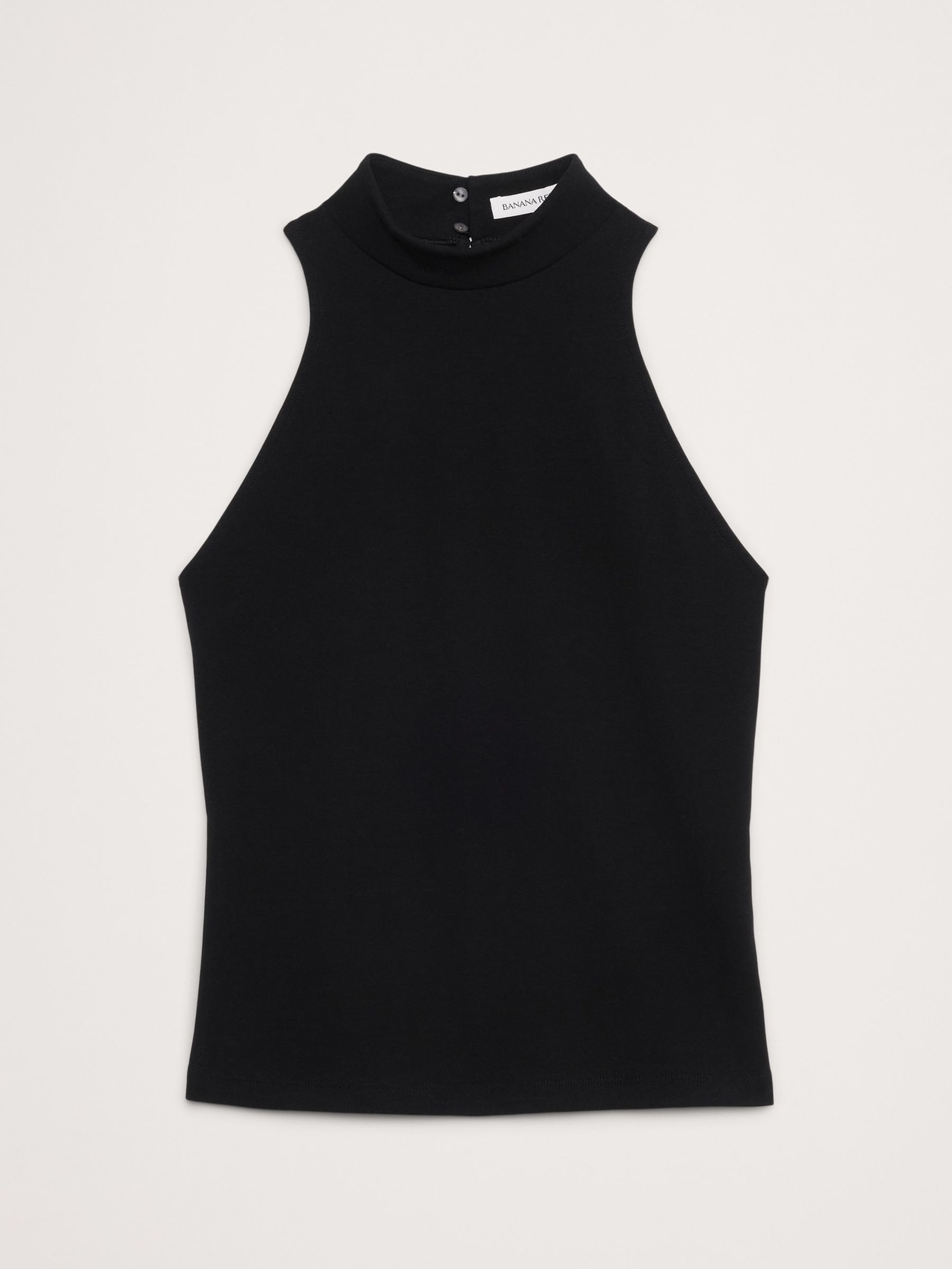 Banana Republic Black Refined Mock-Neck Tank Top - Image 4 of 4
