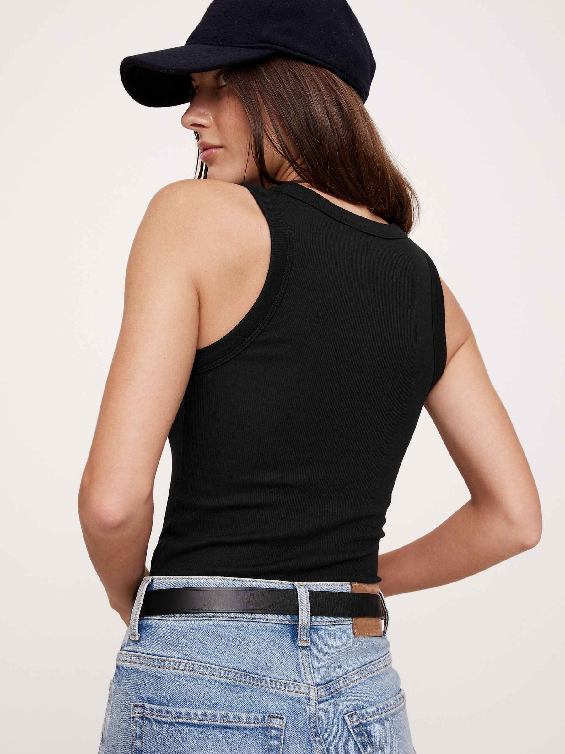 Banana Republic Black Ribbed Tank T-Shirts - Image 2 of 3