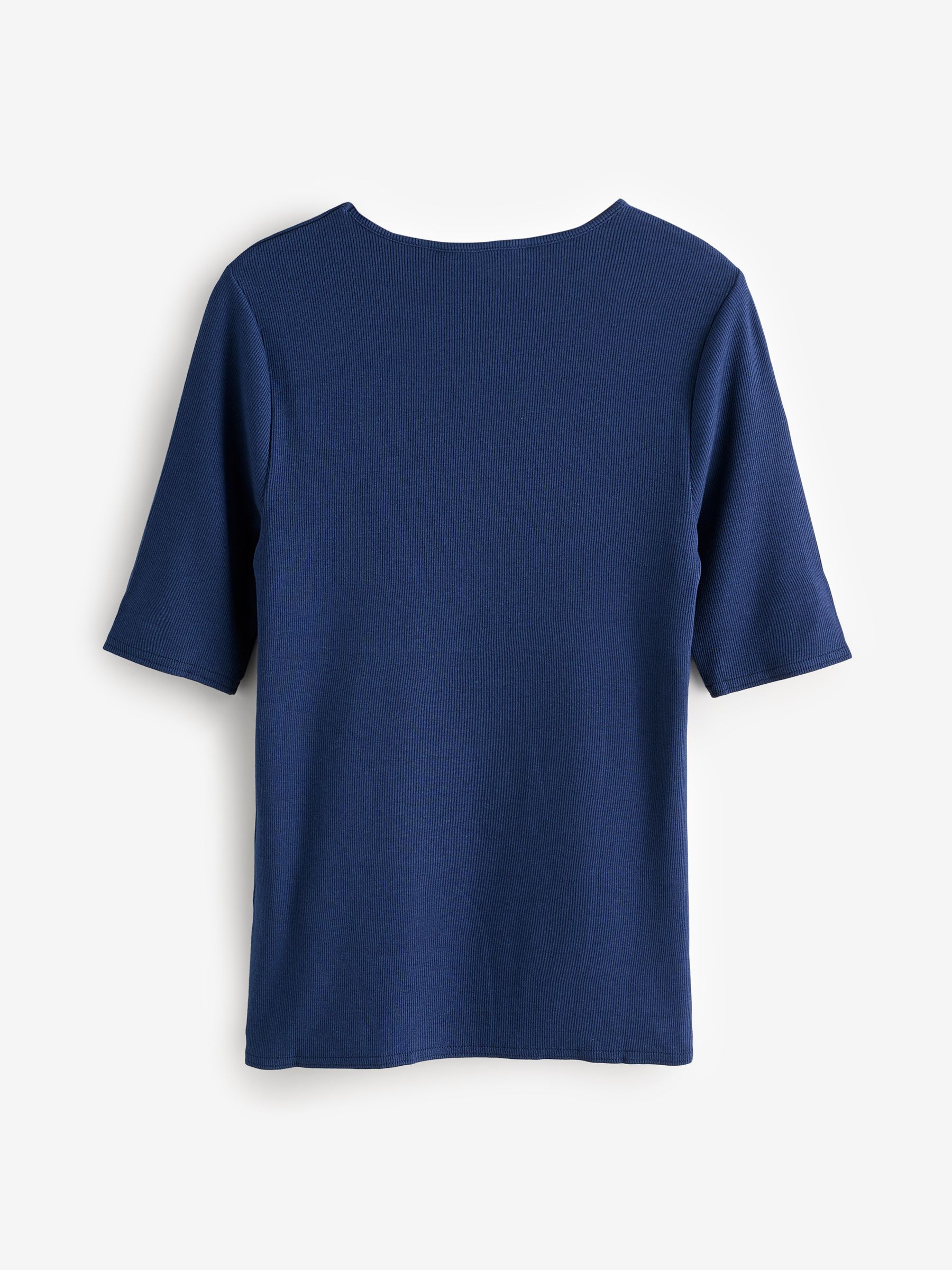 Banana Republic Navy Blue Ribbed Elbow-Sleeve T-Shirt - Image 2 of 4