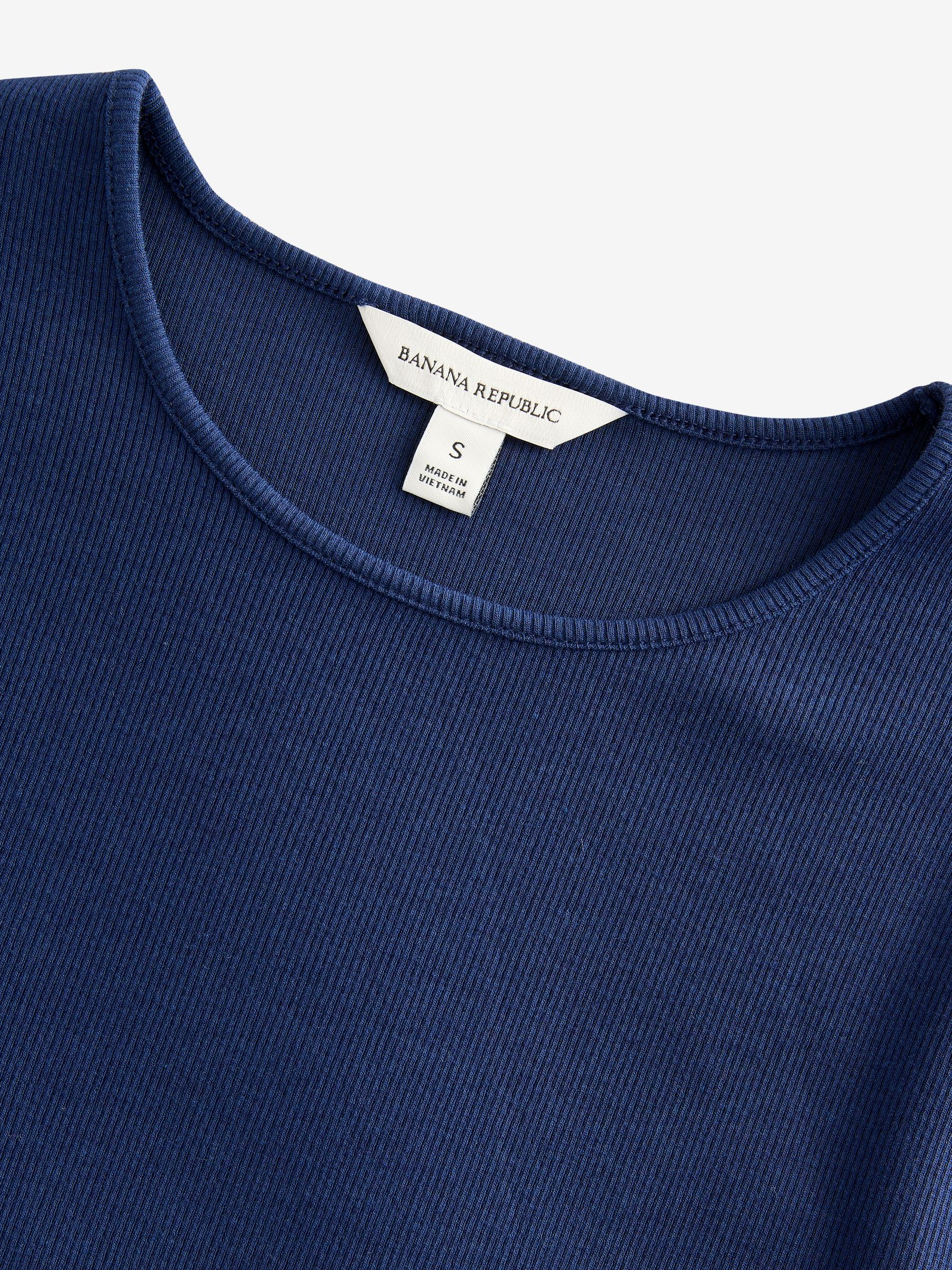 Banana Republic Navy Blue Ribbed Elbow-Sleeve T-Shirt - Image 3 of 4