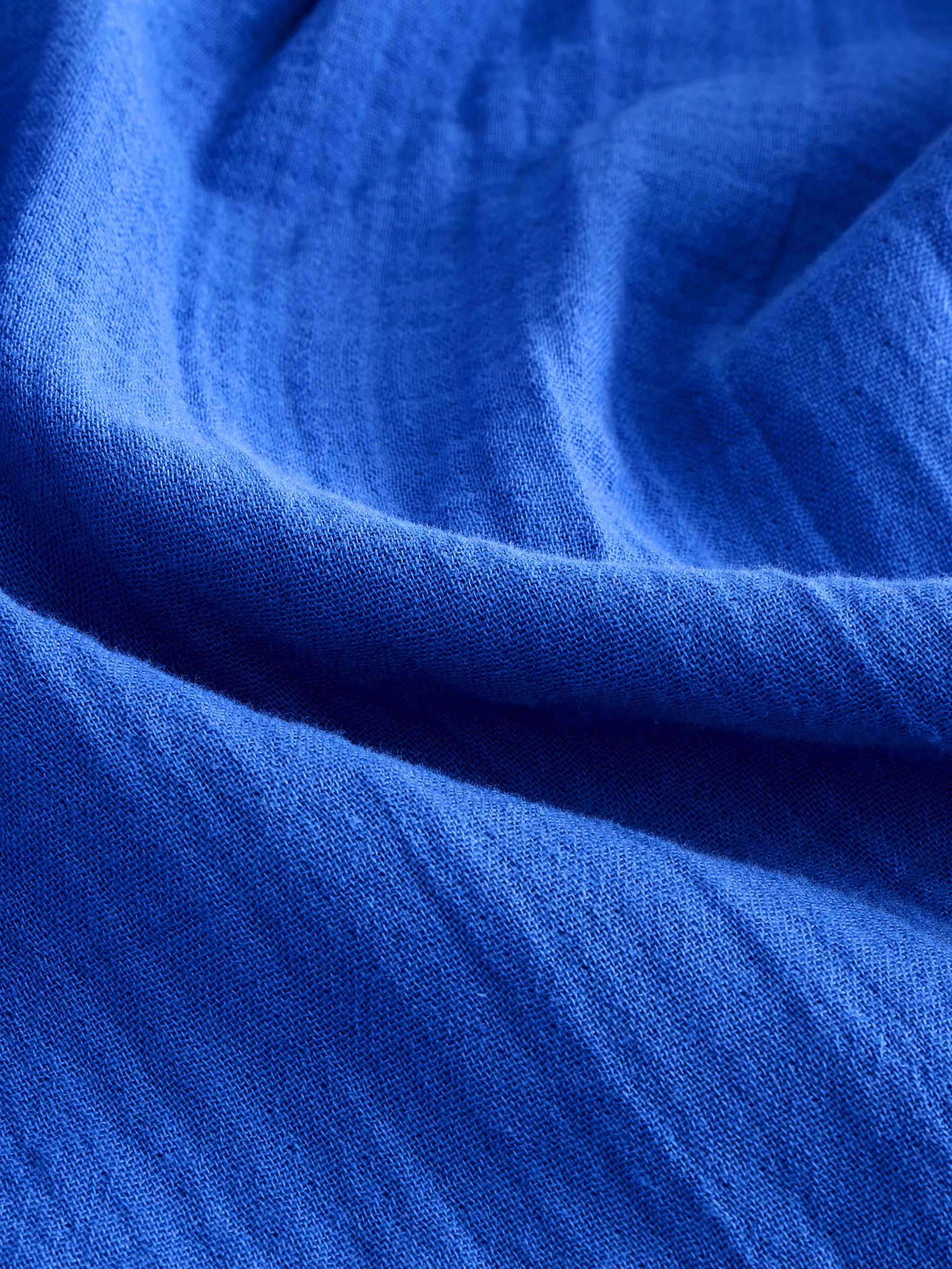 Blue 100% Cotton Crinkle Gauze Easy Barrel Trousers - Image 10 of 11