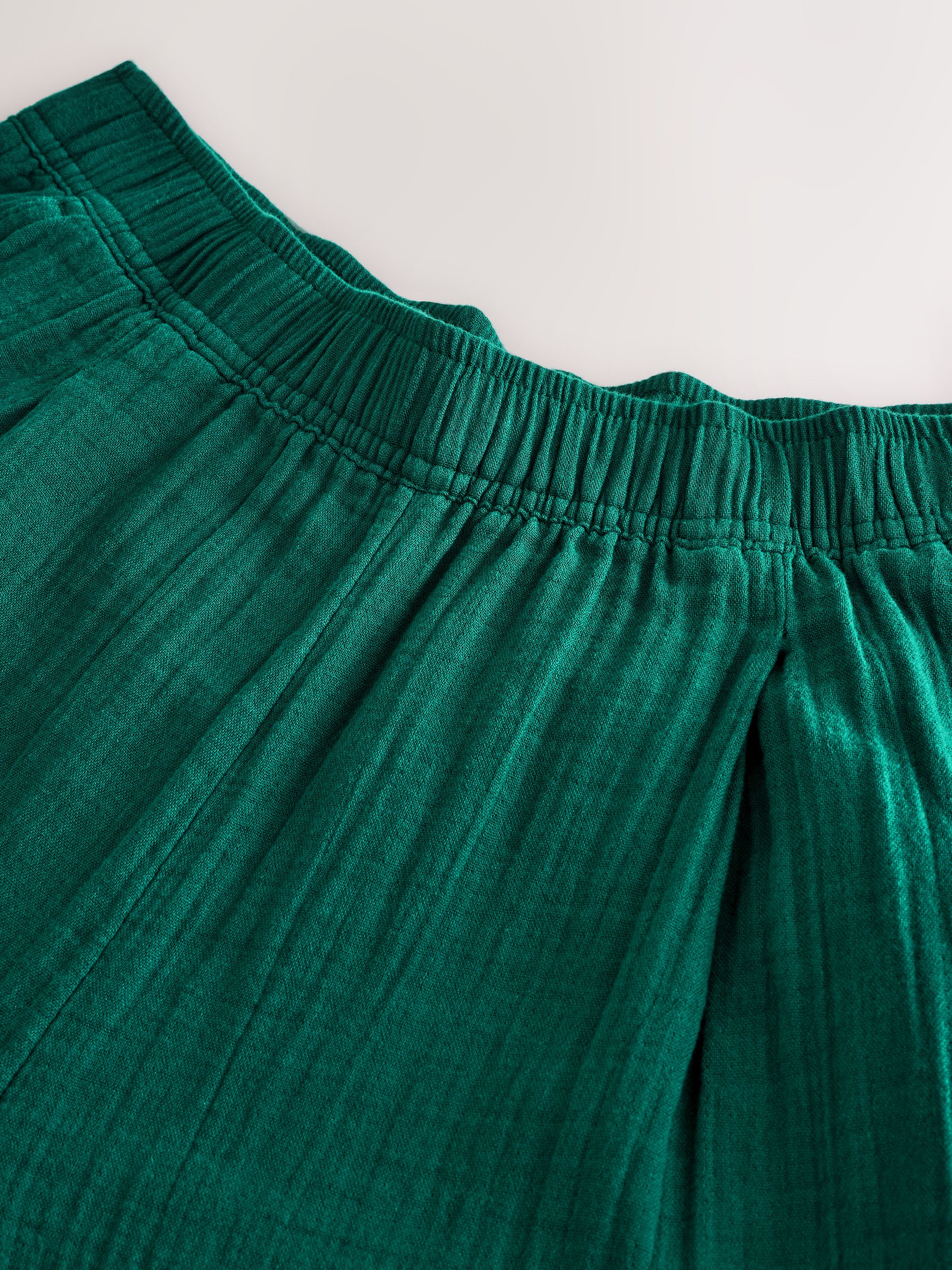 Green 100% Cotton Crinkle Gauze Easy Barrel Trousers - Image 10 of 12