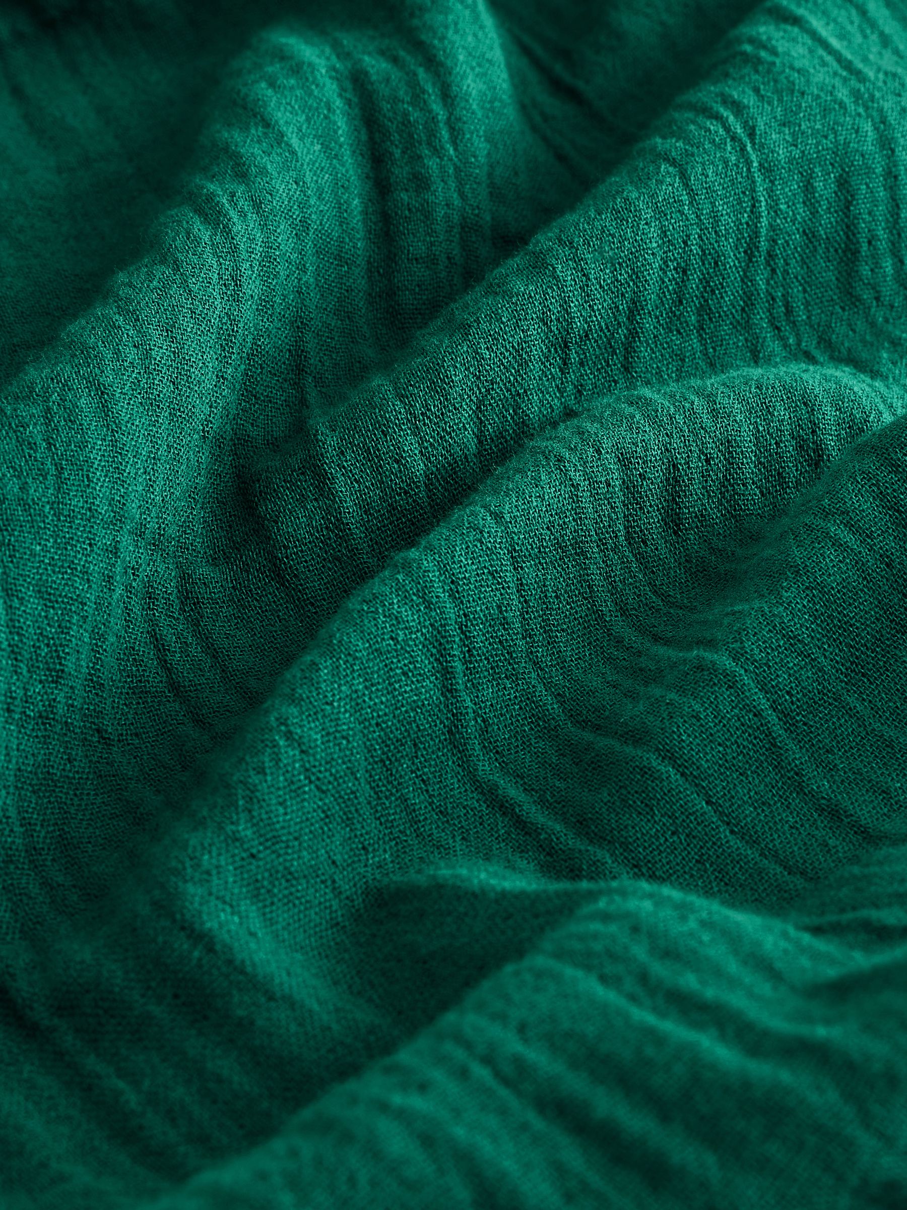 Green 100% Cotton Crinkle Gauze Easy Barrel Trousers - Image 2 of 4