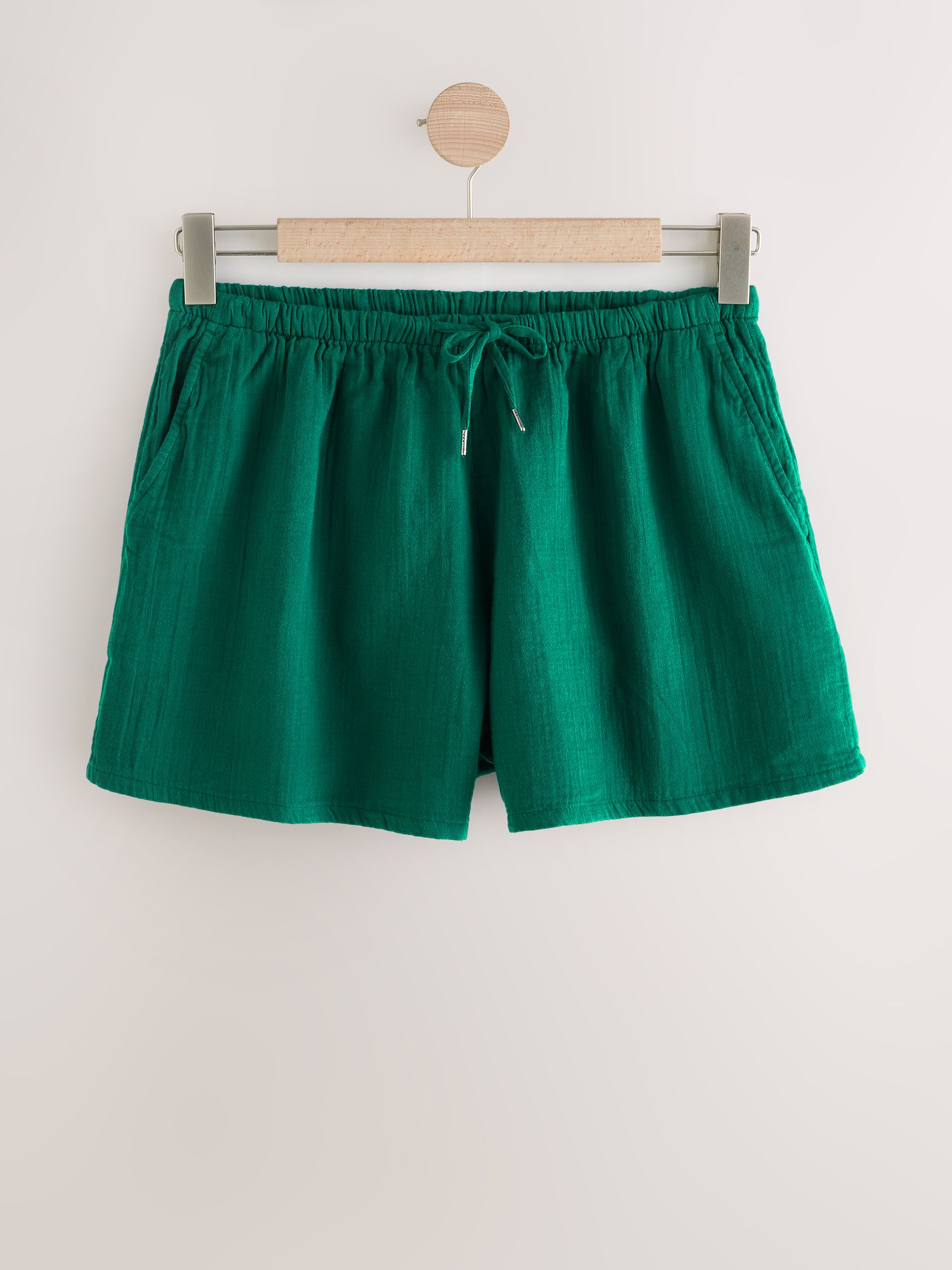 Green 100% Cotton Crinkle Gauze Easy Shorts - Image 6 of 8