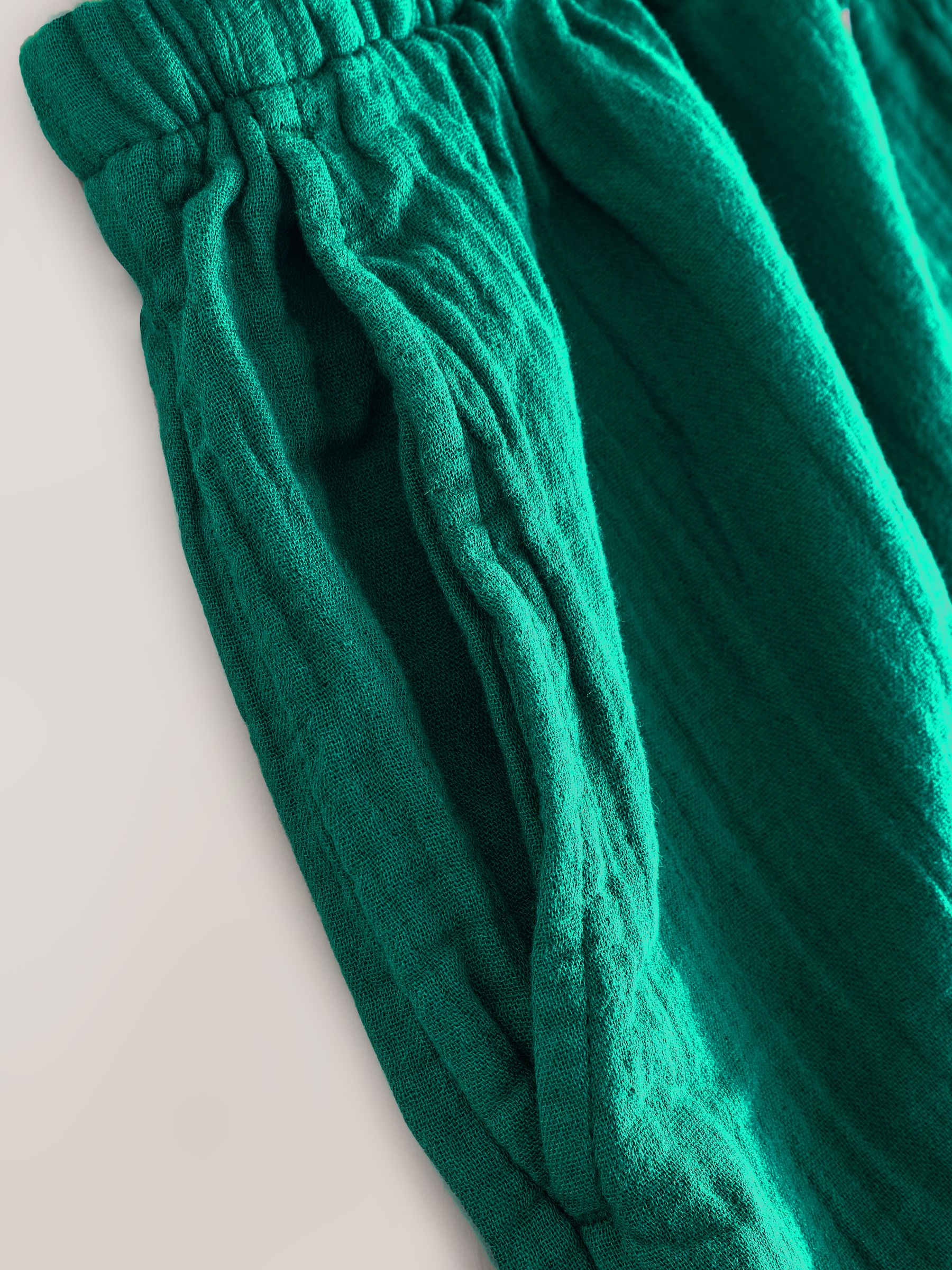 Green 100% Cotton Crinkle Gauze Easy Shorts - Image 8 of 8