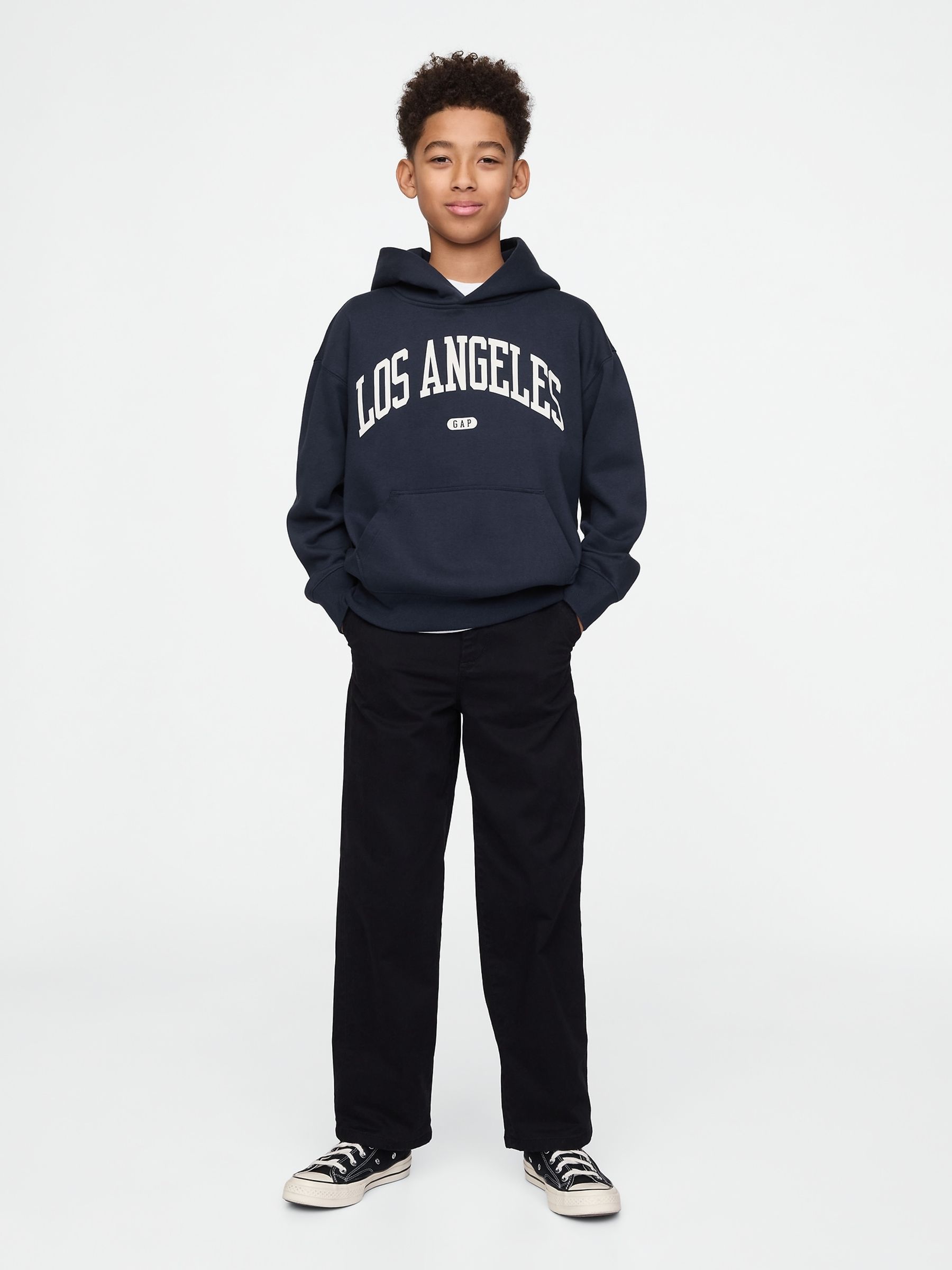 Navy Blue Los Angeles Vintage Fleece-Lined Hoodie (4-13yrs) - Image 3 of 4